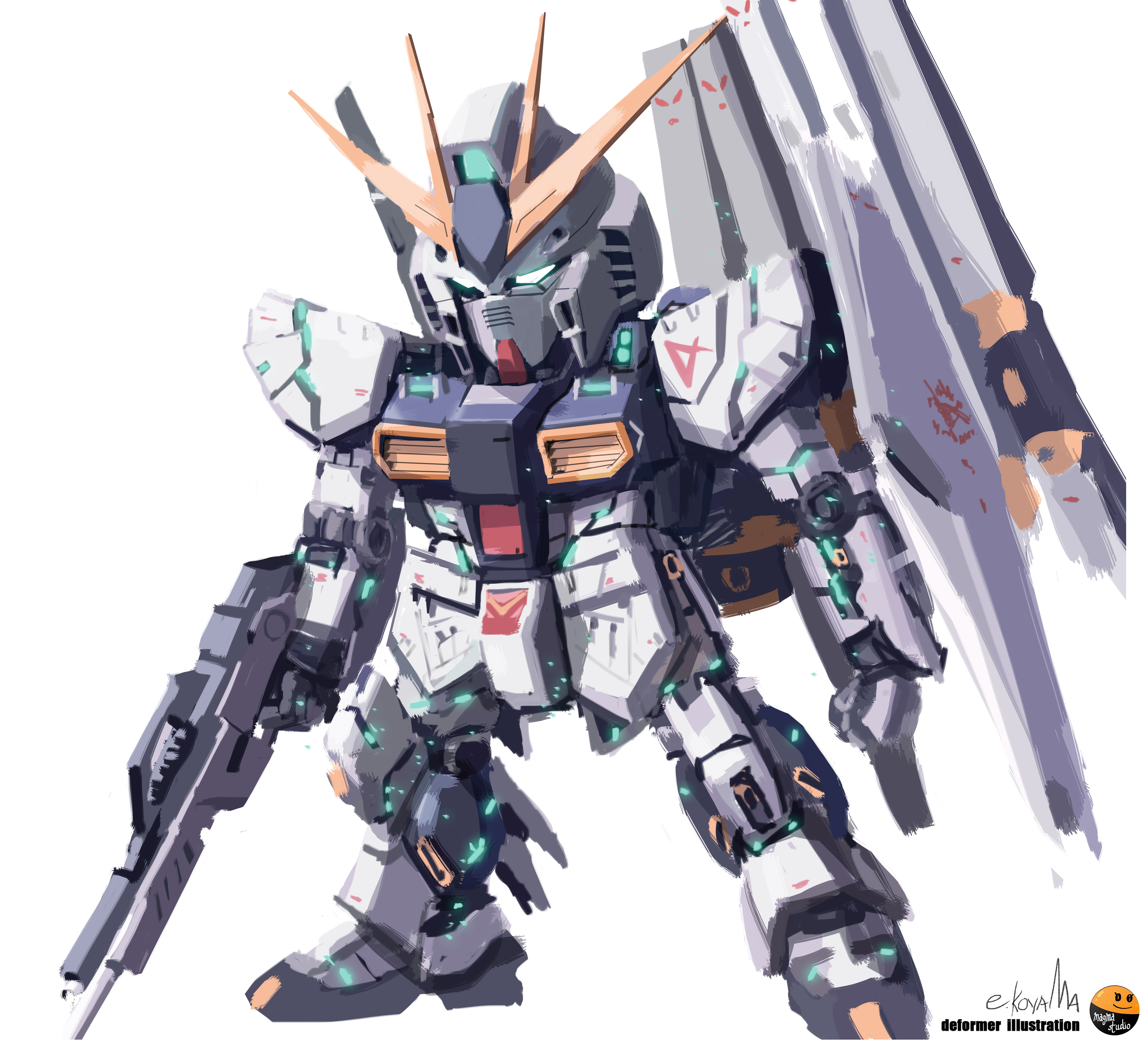 Anime Mechs Super Robot Taisen Gundam Artwork Digital Art Fan Art RX 93 V Gundam Mobile Suit Gundam  4096x3724