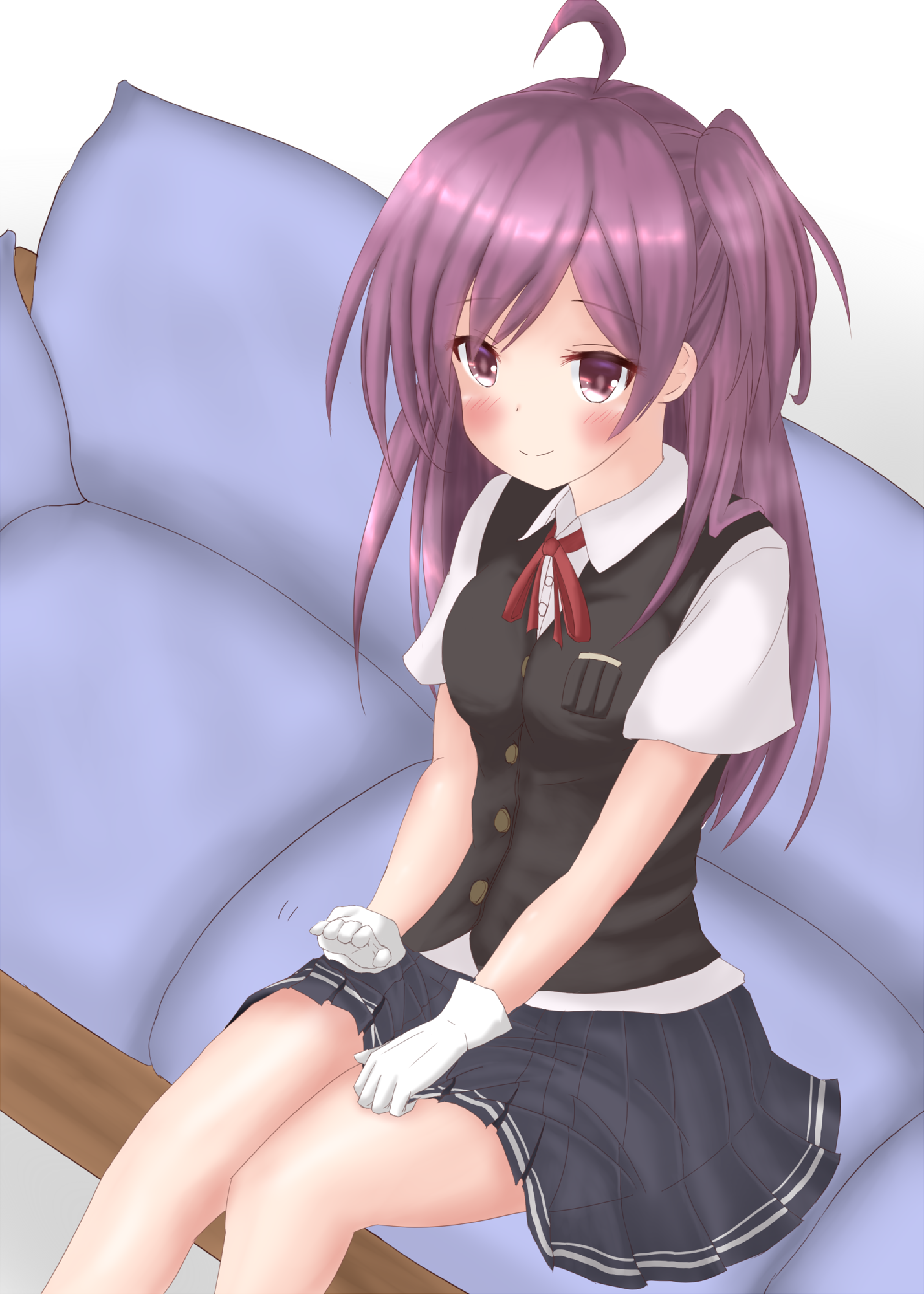 Anime Anime Girls Kantai Collection Hagikaze KanColle Long Hair Purple Hair Solo Artwork Digital Art 1428x2000