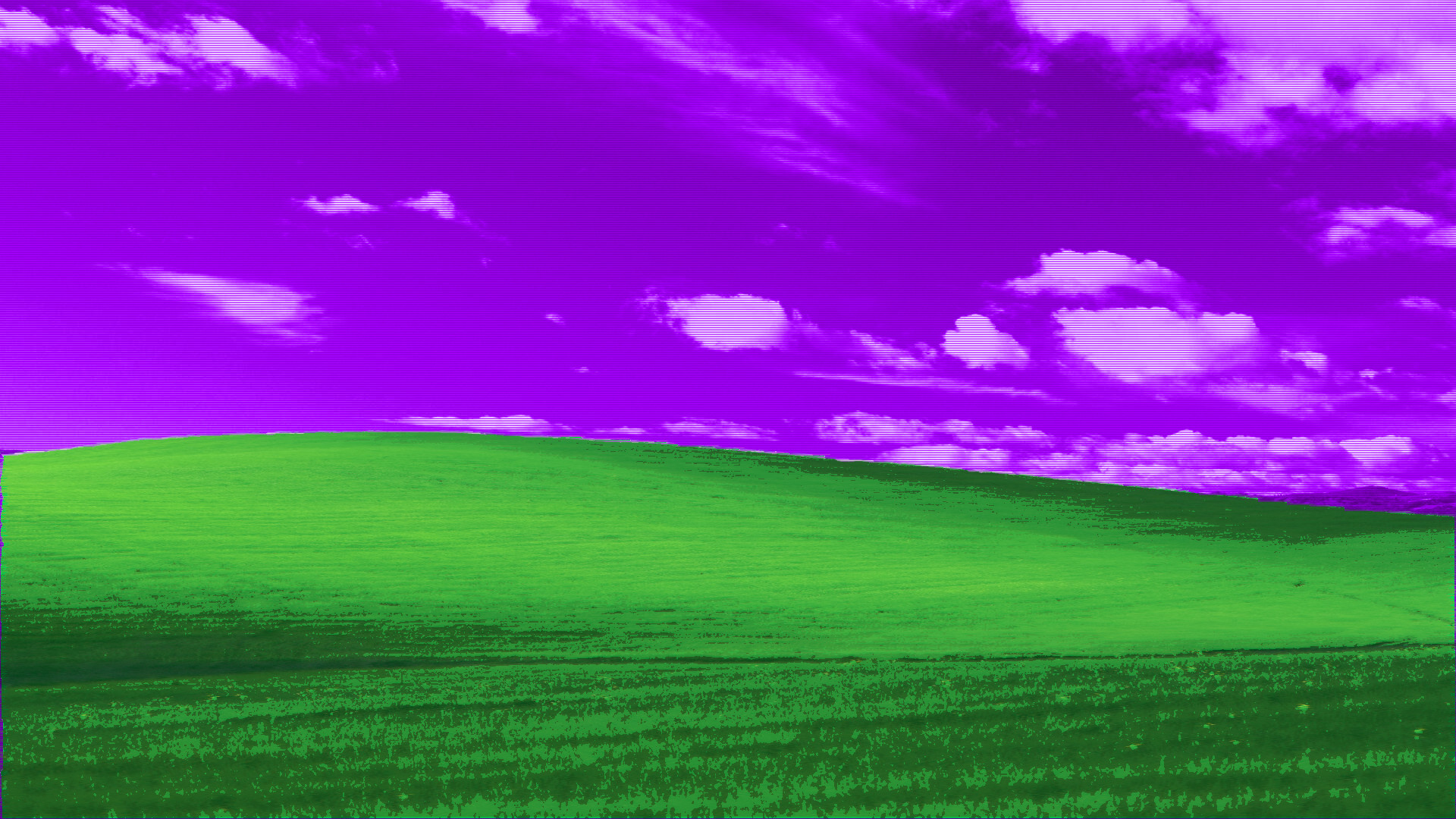 Windows XP Bliss Vaporwave Glitch Art Microsoft Clouds 1920x1080
