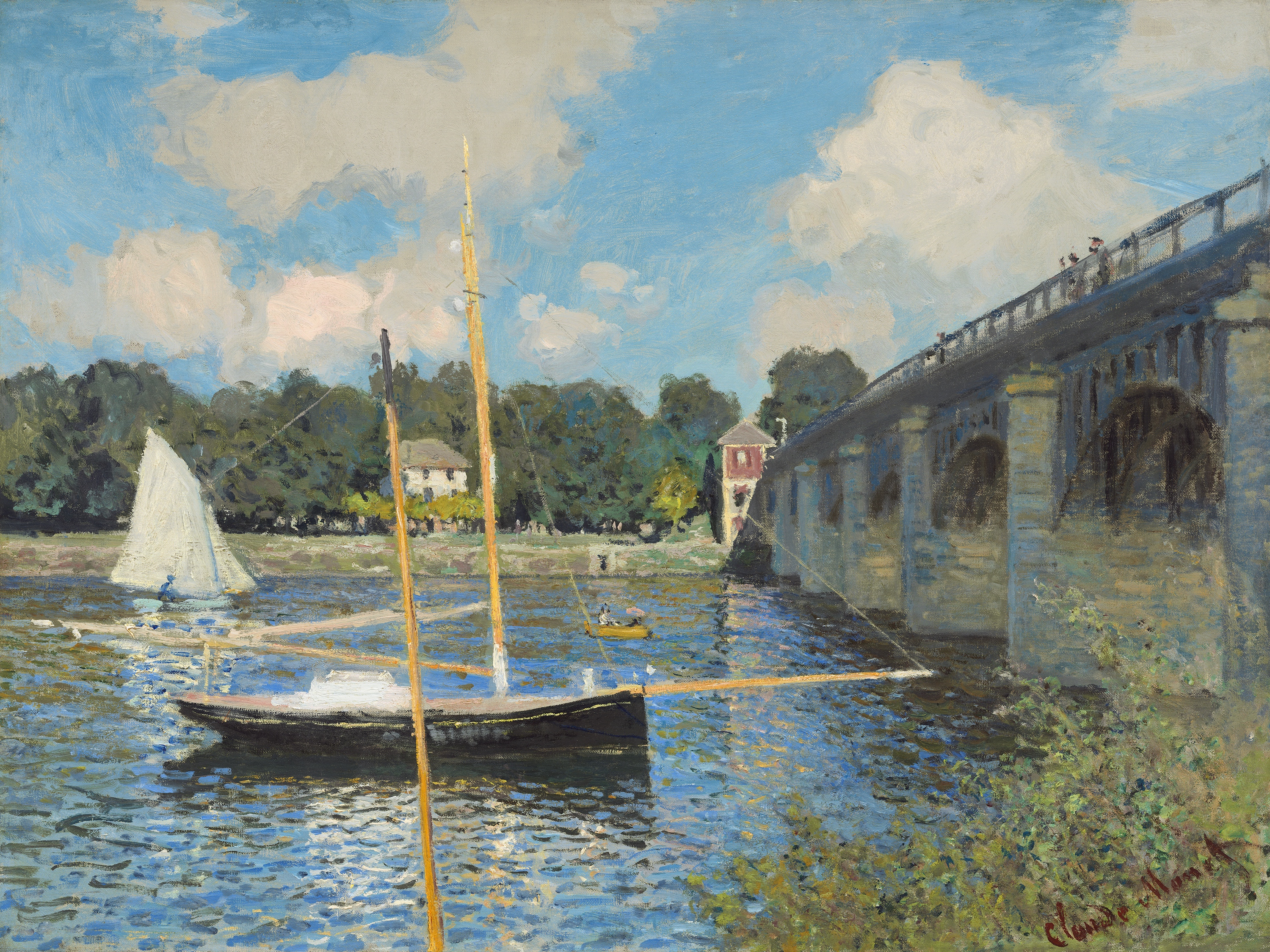 River Impressionism Claude Monet Classic Art Boat Painting Artwork 3000x2250