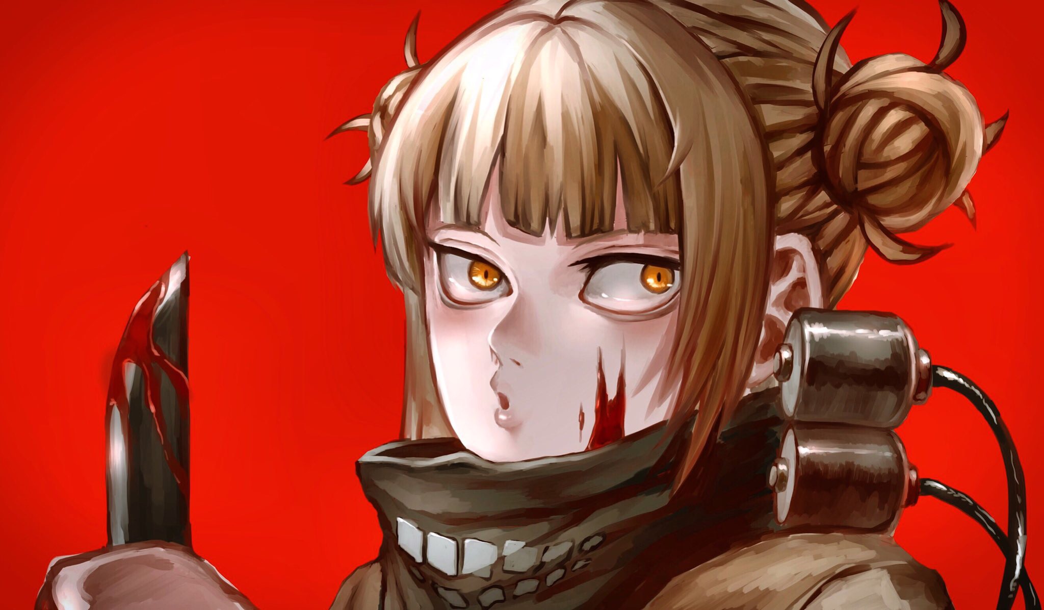 Himiko Toga Brown Hair Yellow Eyes Weapon Knife 2048x1196