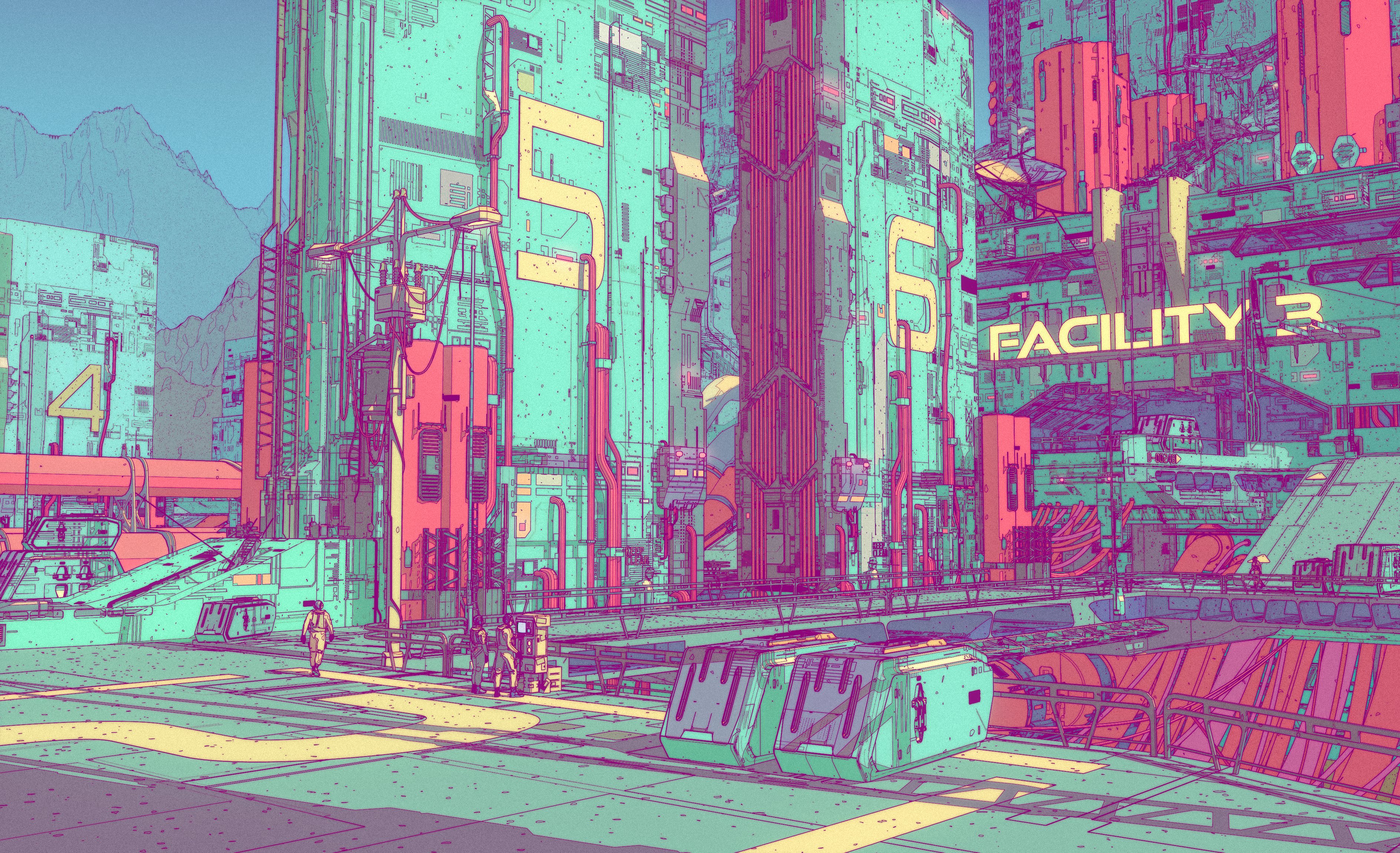 Fantasy Architecture Calder Moore Colorful Futuristic Space Illustration Cyberpunk City Digital Art 3774x2300