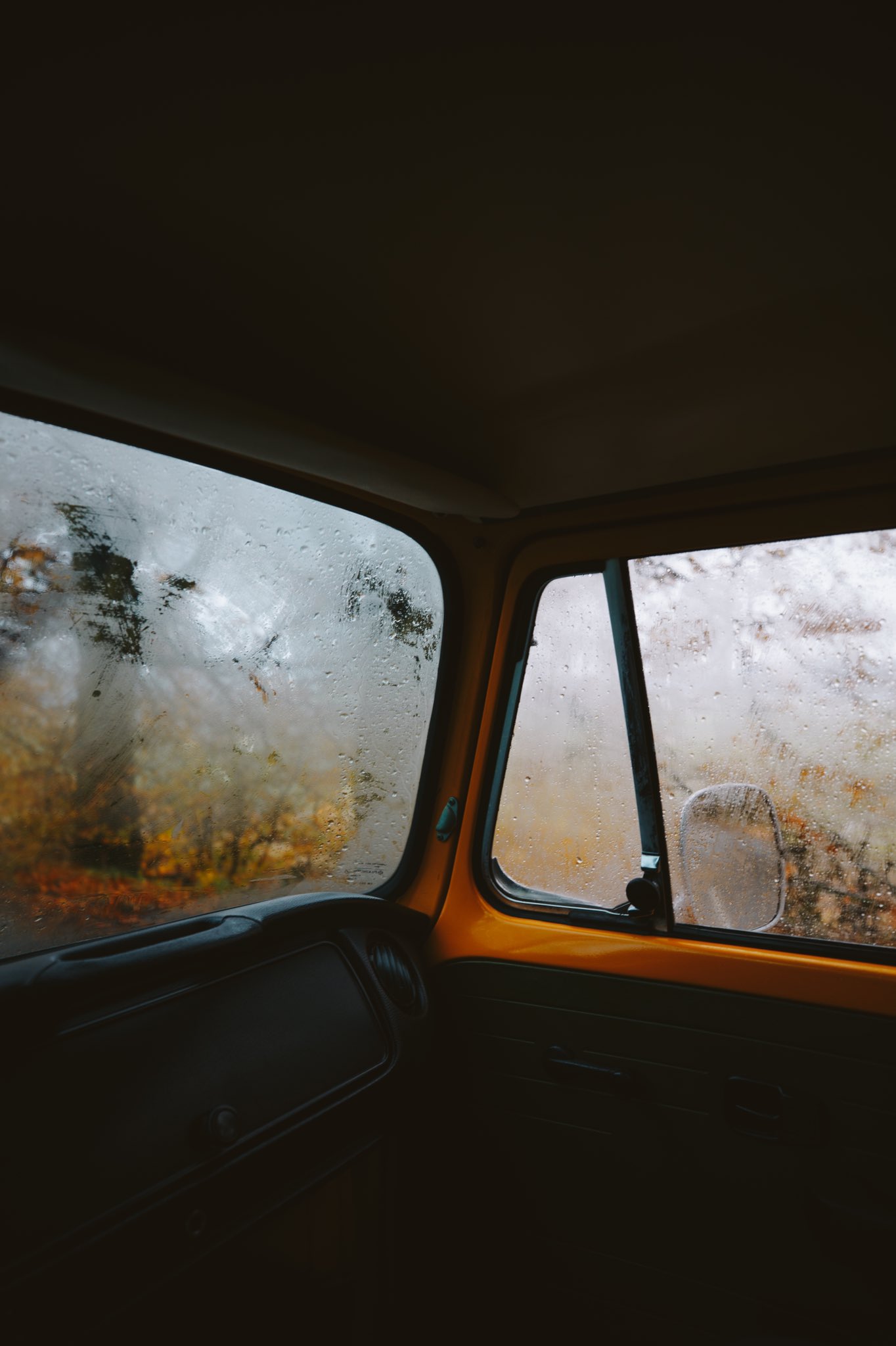 Car Interior Mirror Wet Van Vertical Water On Glass Car 1364x2048