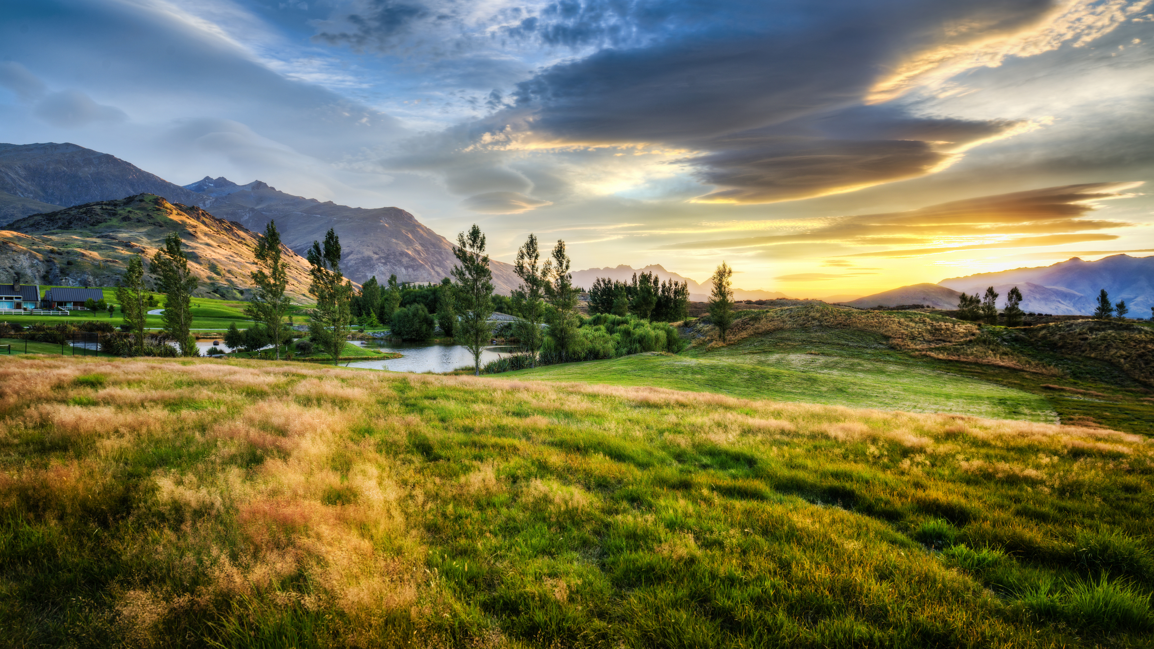 Trey Ratcliff Photography Landscape New Zealand Nature Trees Clouds Mountains Sky Sunset Glow 3840x2160