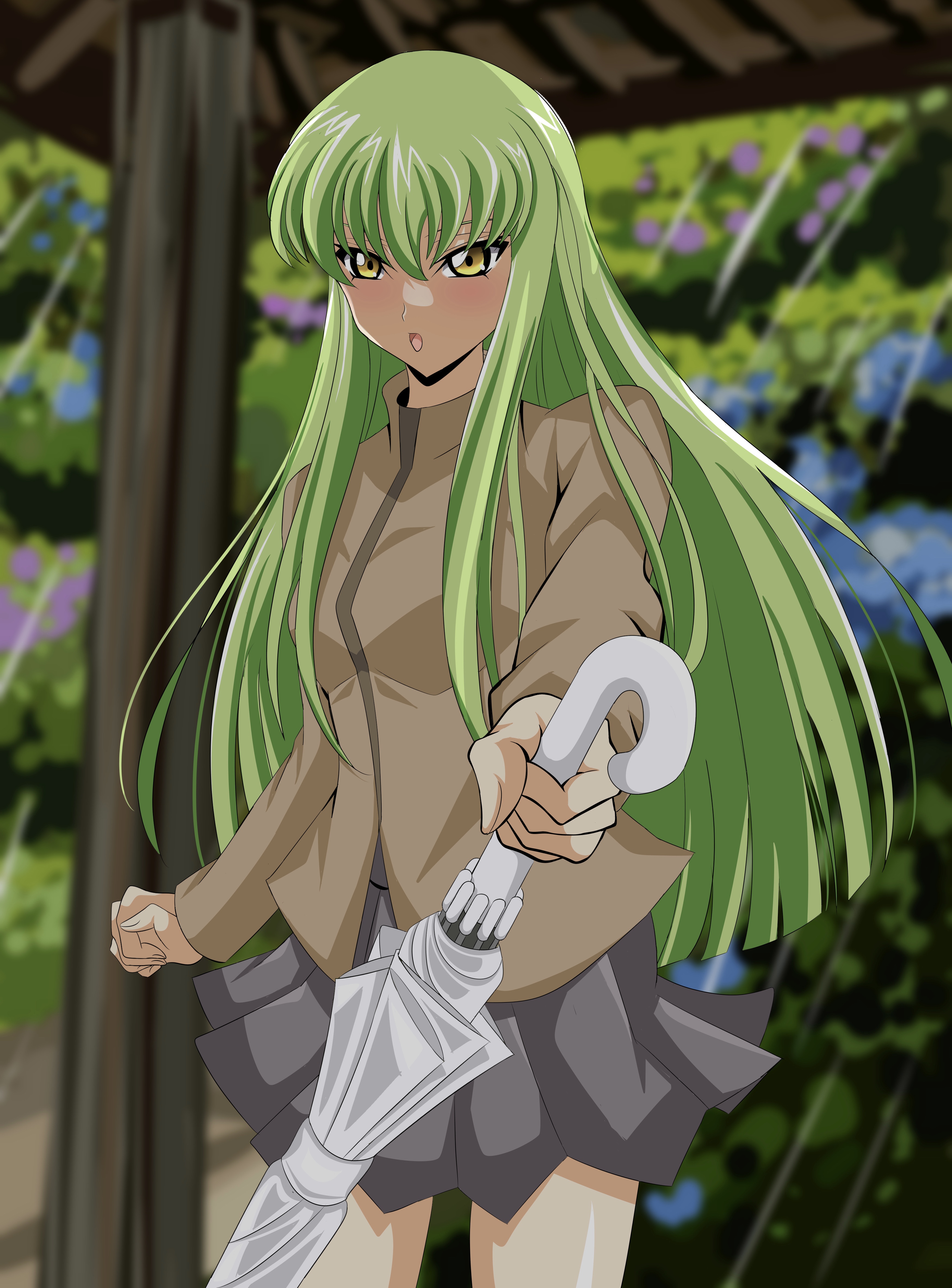 Anime Anime Girls Code Geass C C Code Geass Long Hair Green Hair Super Robot Taisen Artwork Digital  3500x4735