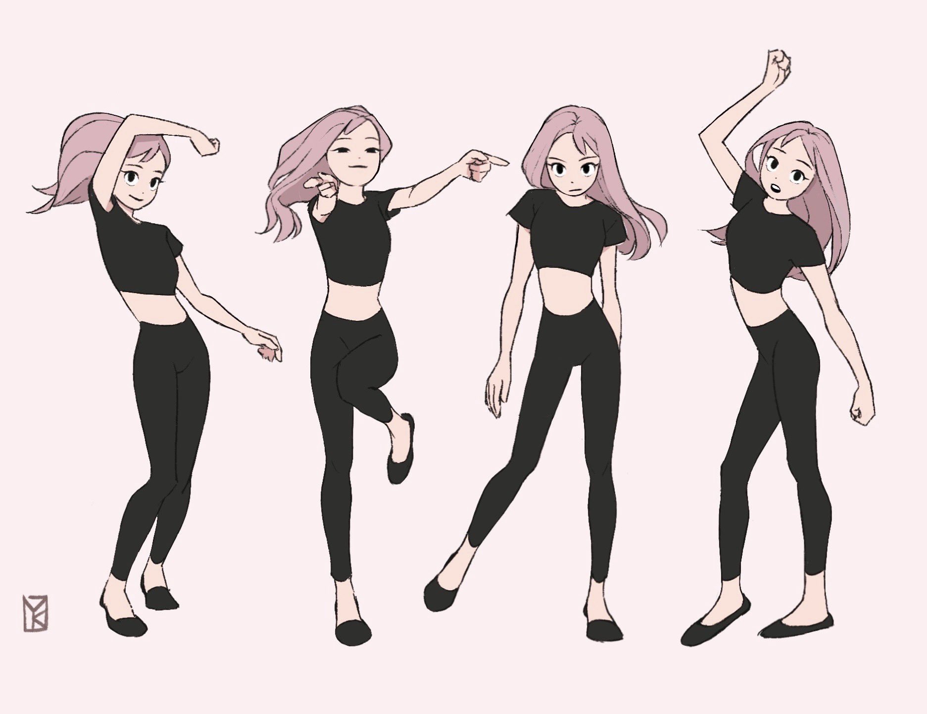 Anime Girls Sketches Simple Background Drawing Minimalism Long Hair Dancing Looking At Viewer Standi 1873x1442