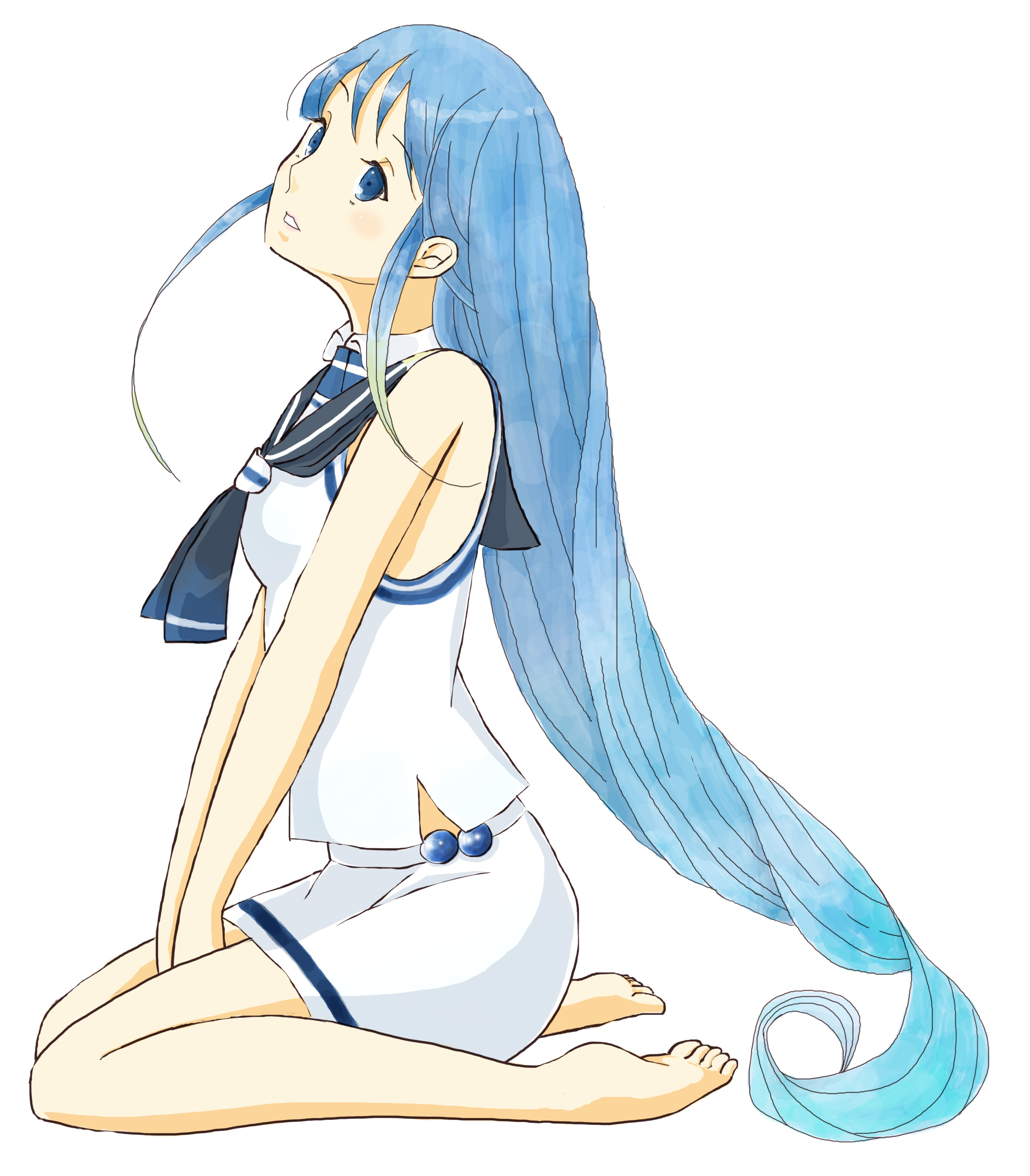 Anime Anime Girls Kantai Collection Samidare KanColle Long Hair Blue Hair Artwork Digital Art Fan Ar 2530x2888