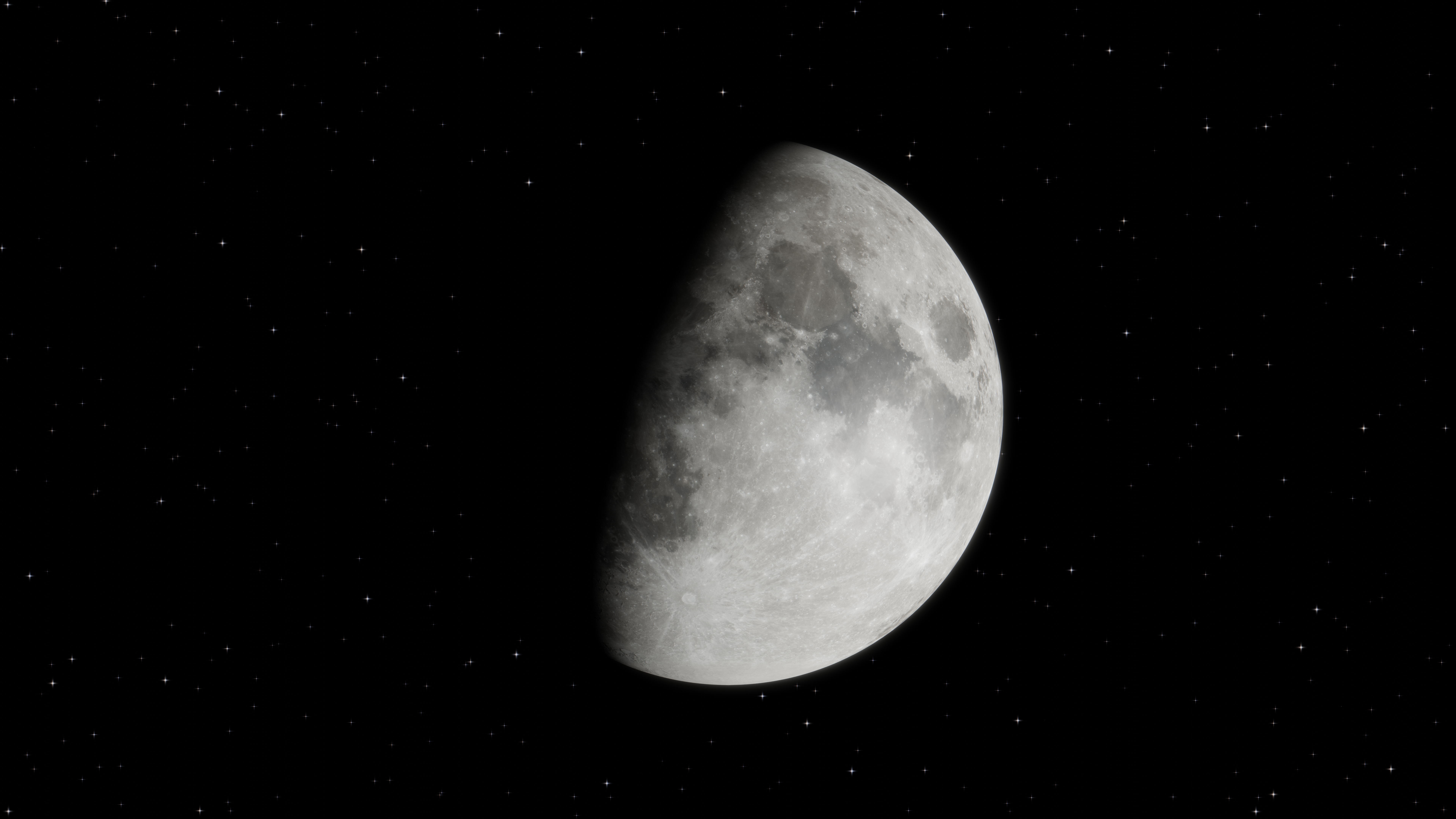 Moon Night Stars Shadow Sky Space 7680x4320