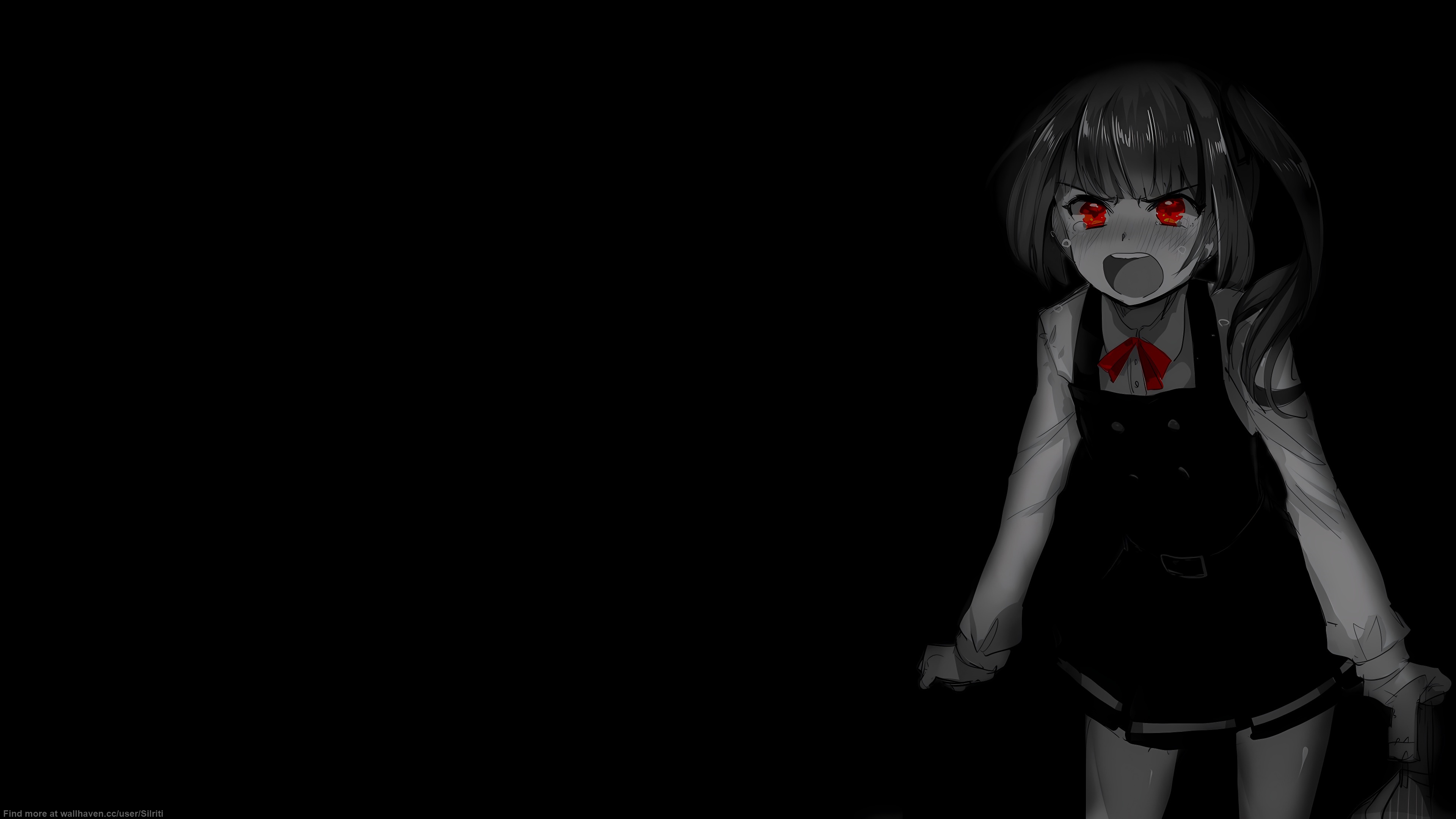 Selective Coloring Black Background Dark Background Simple Background Anime Girls Minimalism Blushin 3840x2160