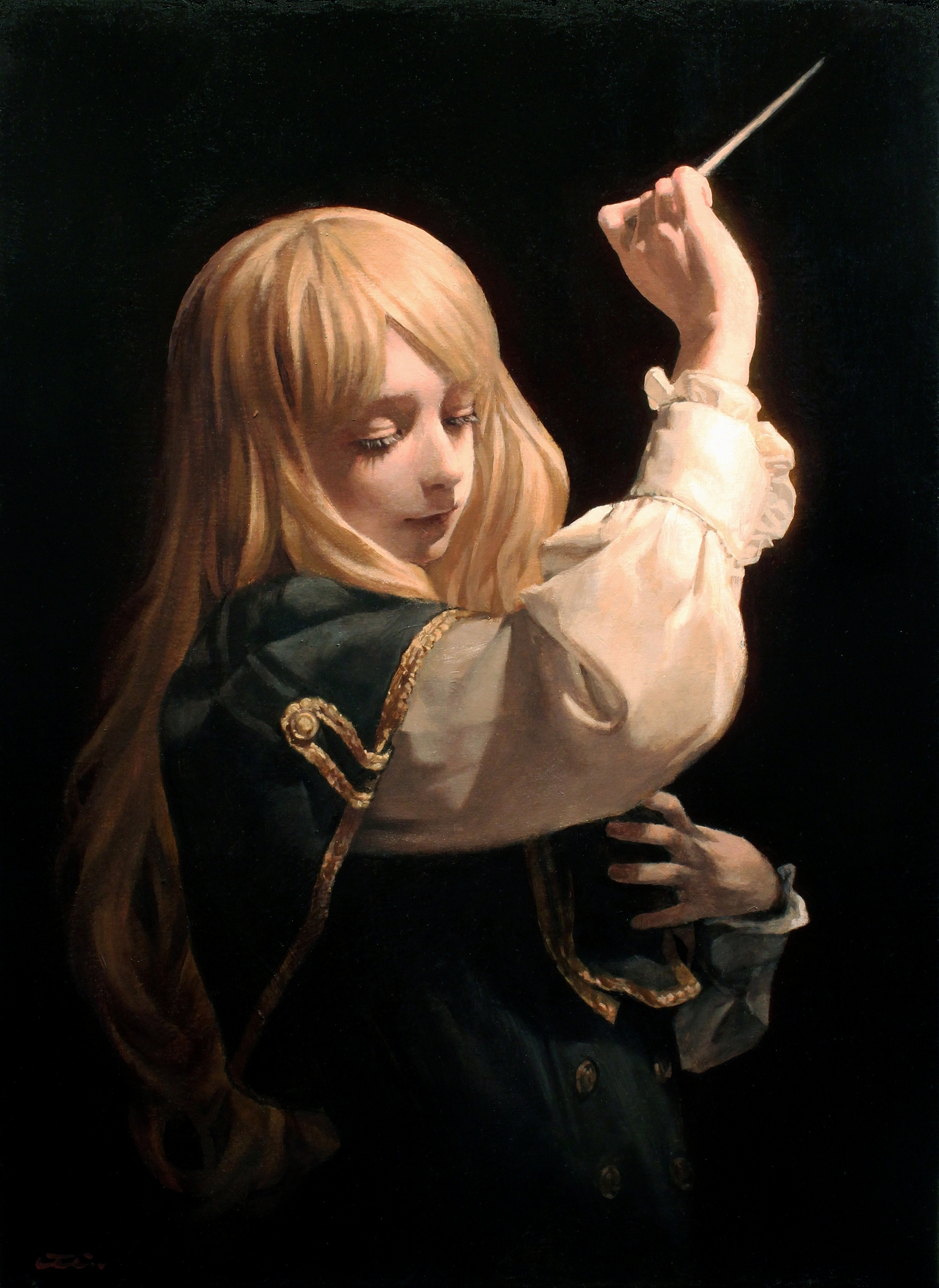 Pony Artist Fantasy Girl Oil Painting Blonde Vertical Closed Eyes 1706x2340