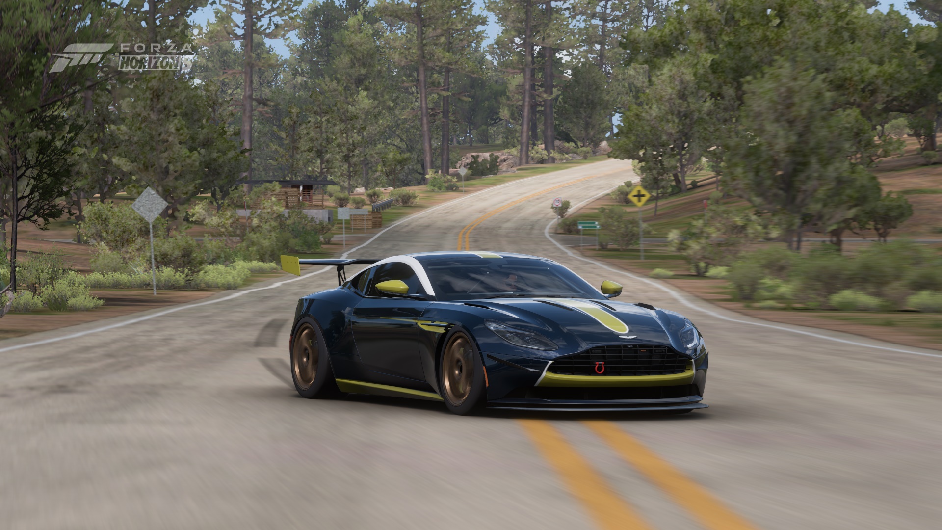 Forza Horizon 5 Sports Car Landscape Blurred Aston Martin DB11 Car Video Games 1920x1080