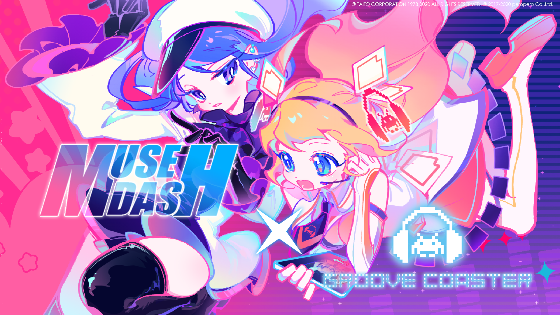 MuseDash Anime Girls Gamer Music Colorful Hat Headphones 1920x1080
