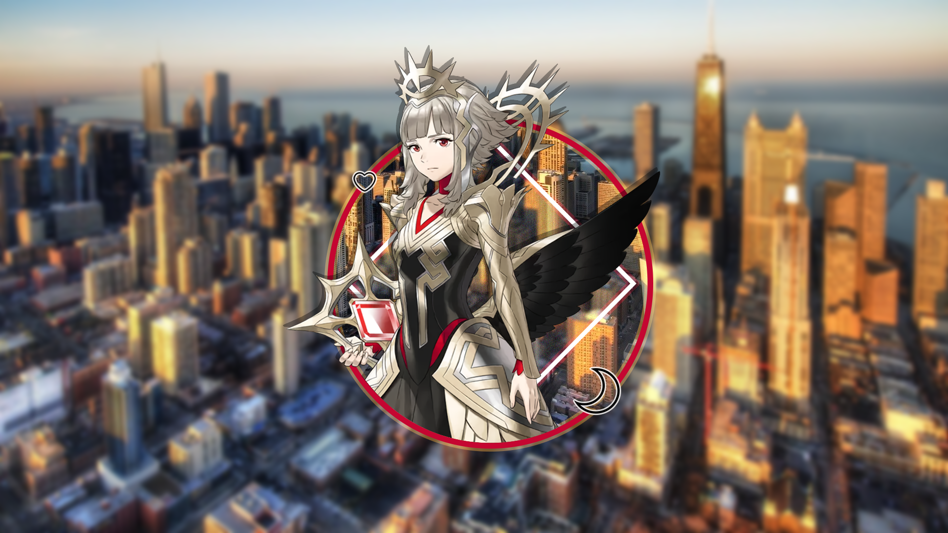 Picture In Picture Anime Girls Fire Emblem Urban New York City Skyscraper Sunrise Cityscape City 1920x1080