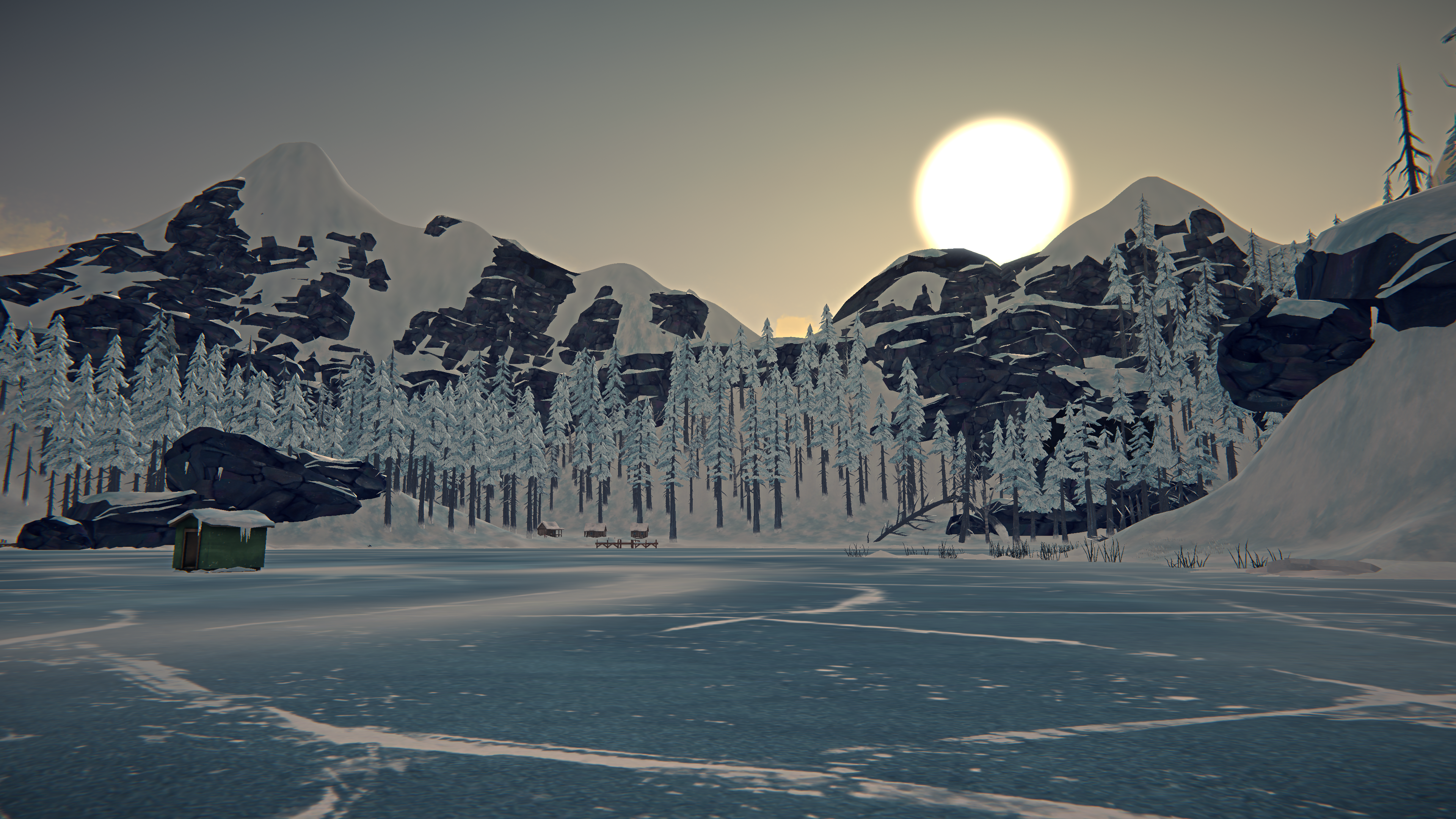 The Long Dark Screen Shot Snow Survival Video Game Landscape PC Gaming Ice Trees Mountains Sun Natur 3840x2160