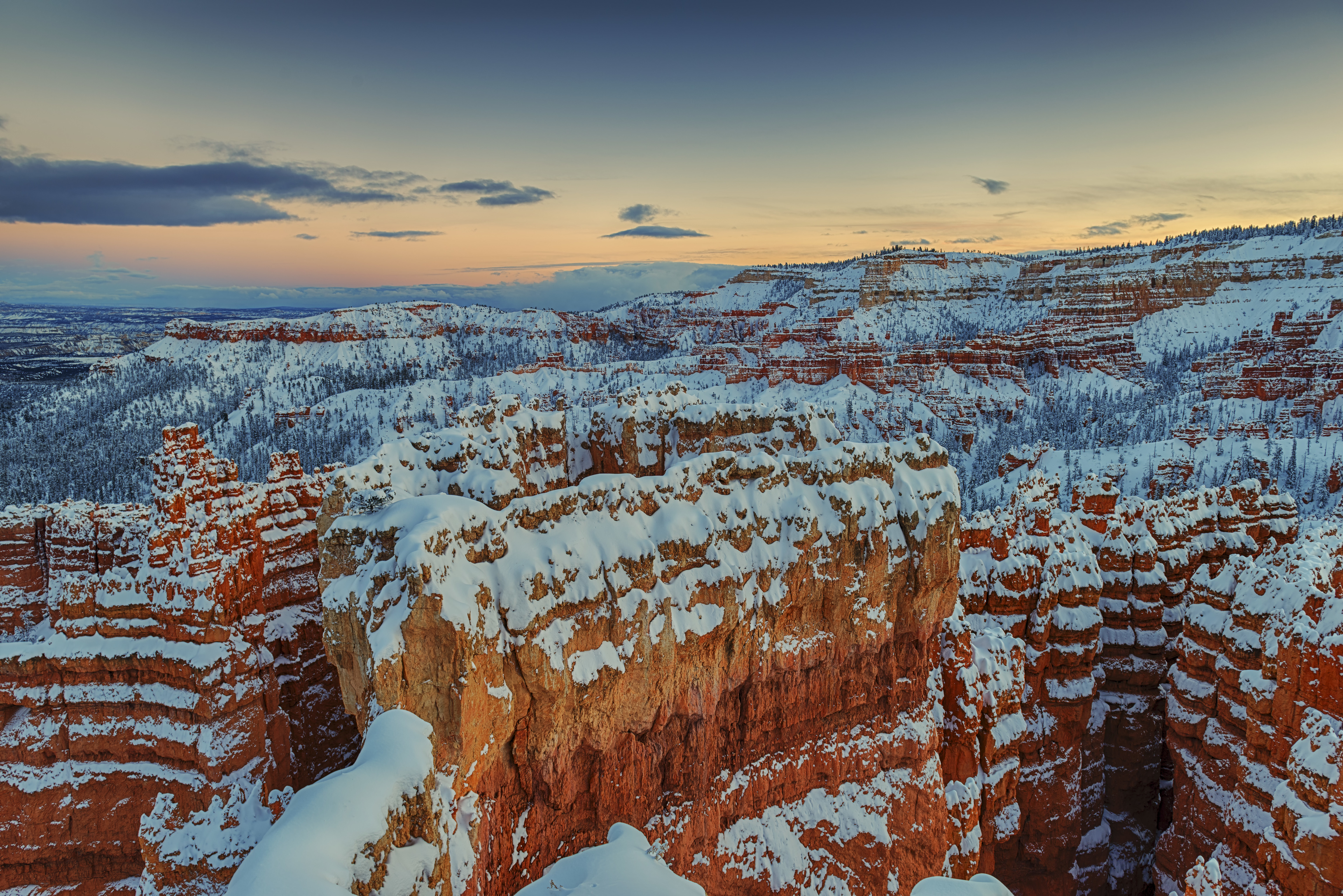 Bryce Canyon National Park Landscape Photography Rock Formation Clouds Sky Sunset Glow Snow Sunset N 6144x4099