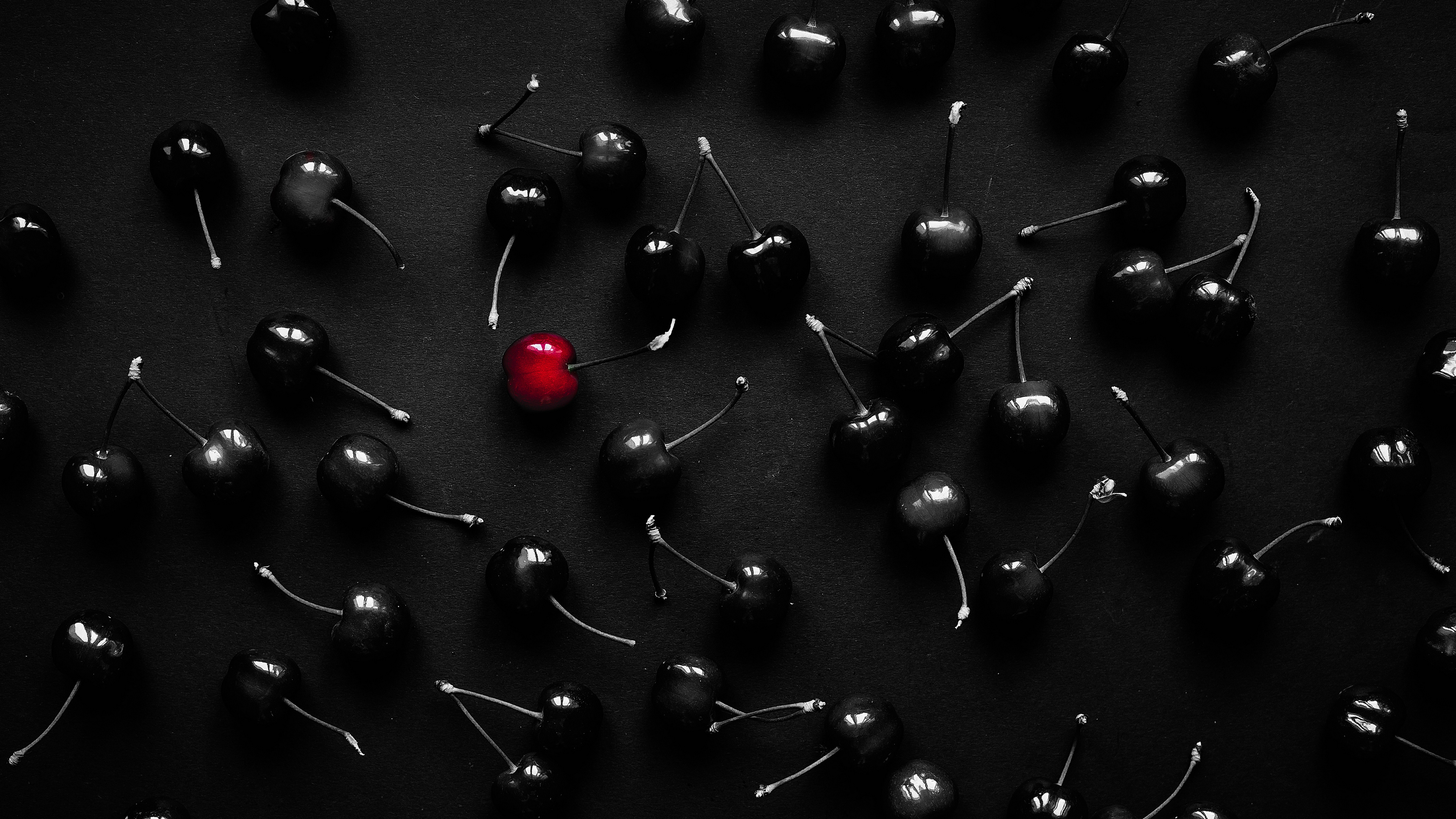 Artwork Cherries Dark Background Fruit 3840x2160