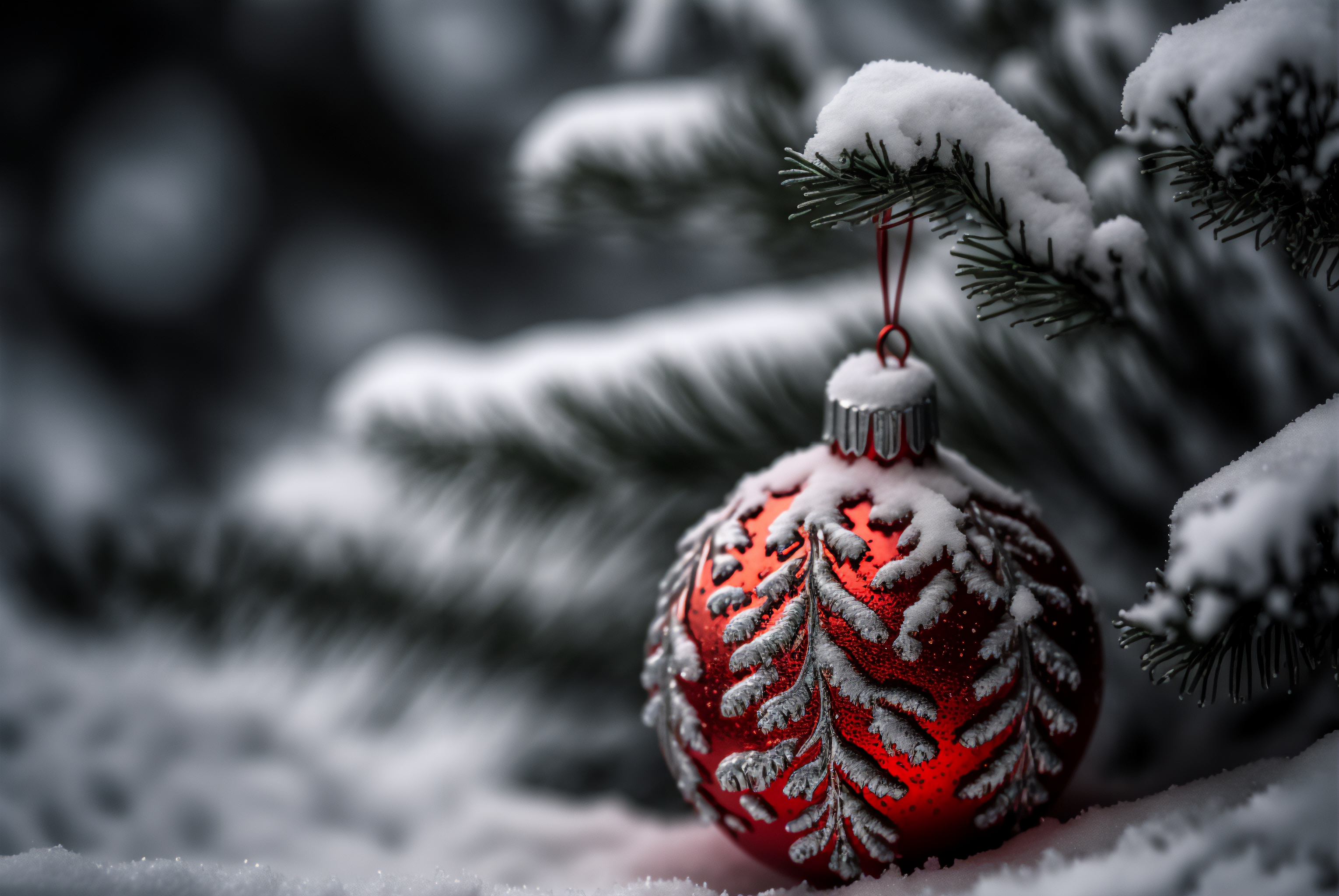 Ai Art Baubles Christmas Christmas Tree Christmas Greeting Snow Frost 3060x2048