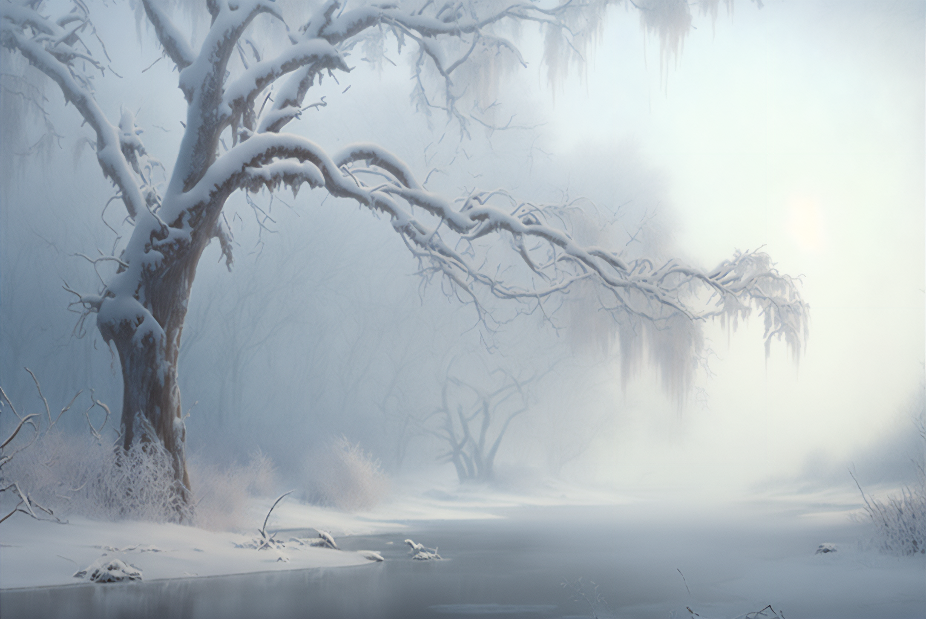Ai Art Winter Snow Frost White Nature Trees Ice 3060x2048