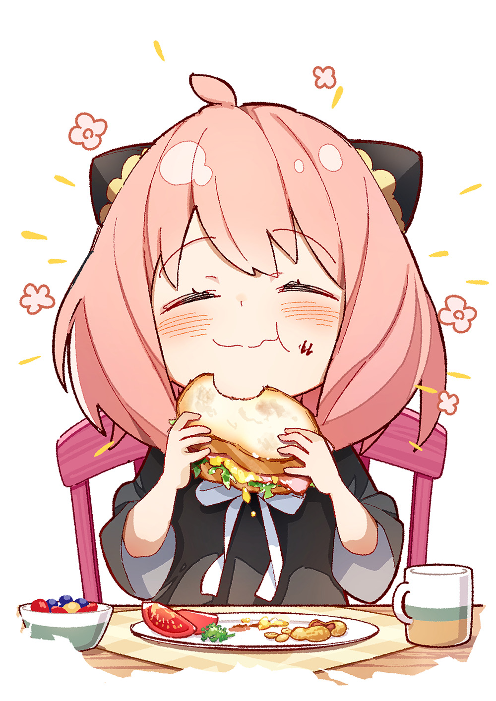 Spy X Family Anime Girls Anime Anya Forger Food Eating Sandwich Tomatoes 1000x1414