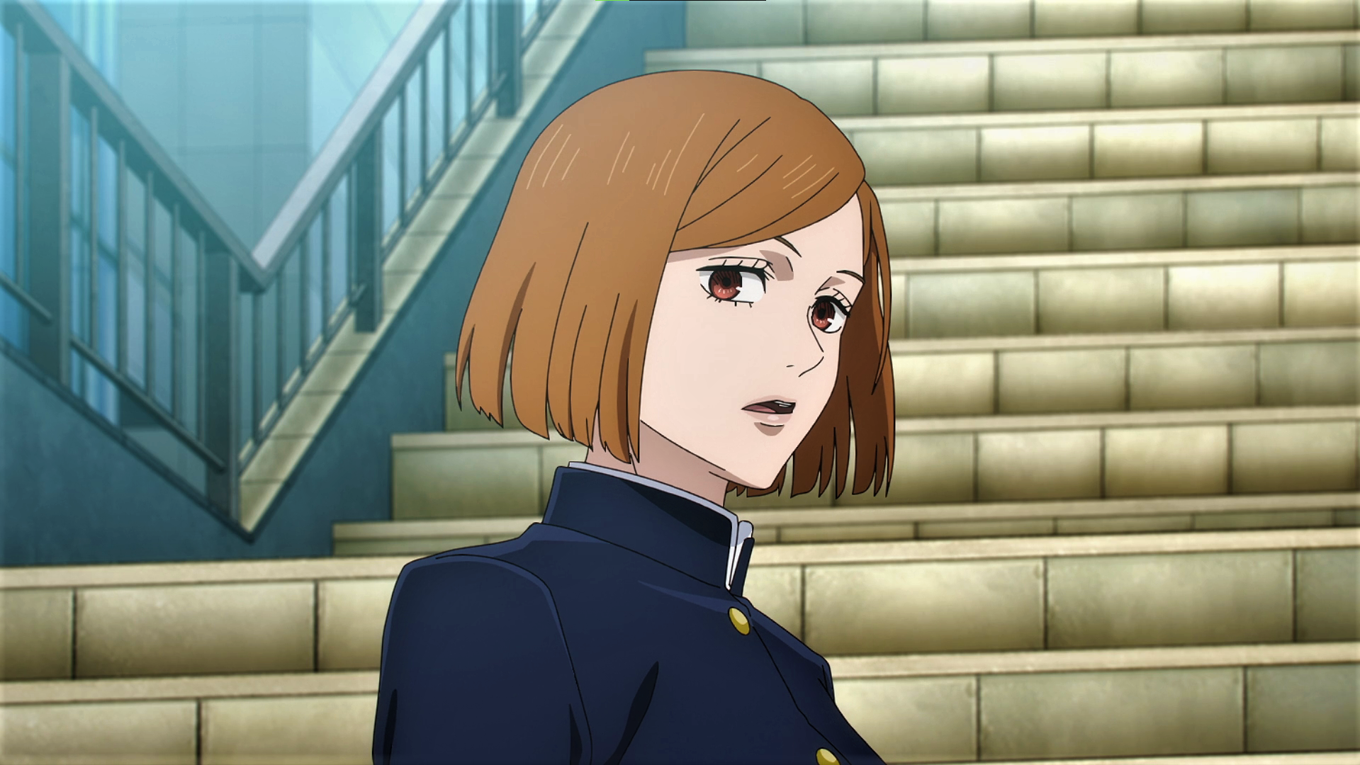 Kugisaki Nobara Uniform Stairs Anime Anime Screenshot Anime Girls Jujutsu Kaisen Looking At Viewer S 1919x1080