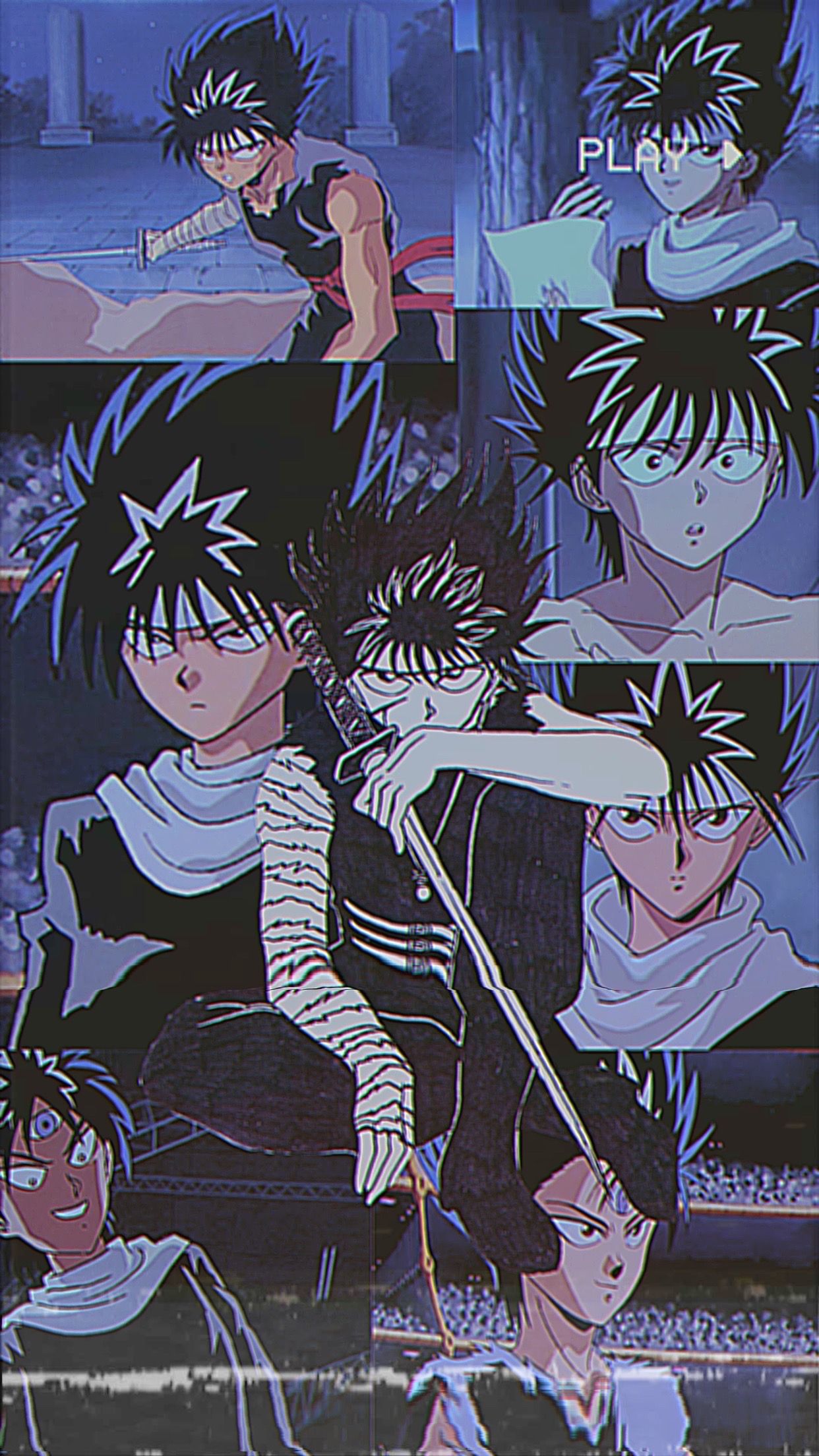 Hiei Azur Lane Yo Yo Hakusho Portrait Display Anime Boys Sword Looking At Viewer Headband 1242x2208