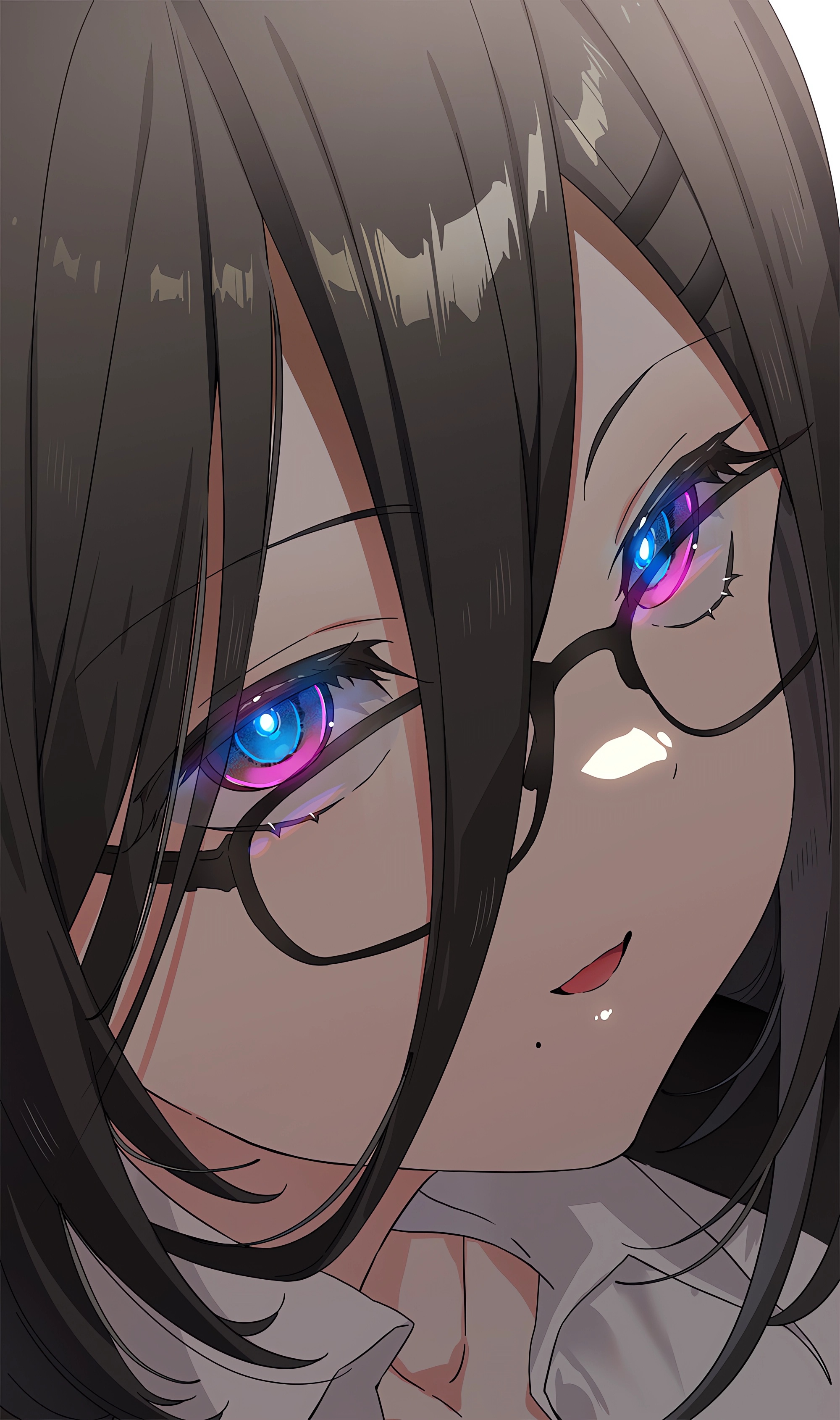 Anime Anime Girls Multi Colored Eyes Moles Glasses Portrait Display Looking At Viewer Mole Under Eye 2000x3380