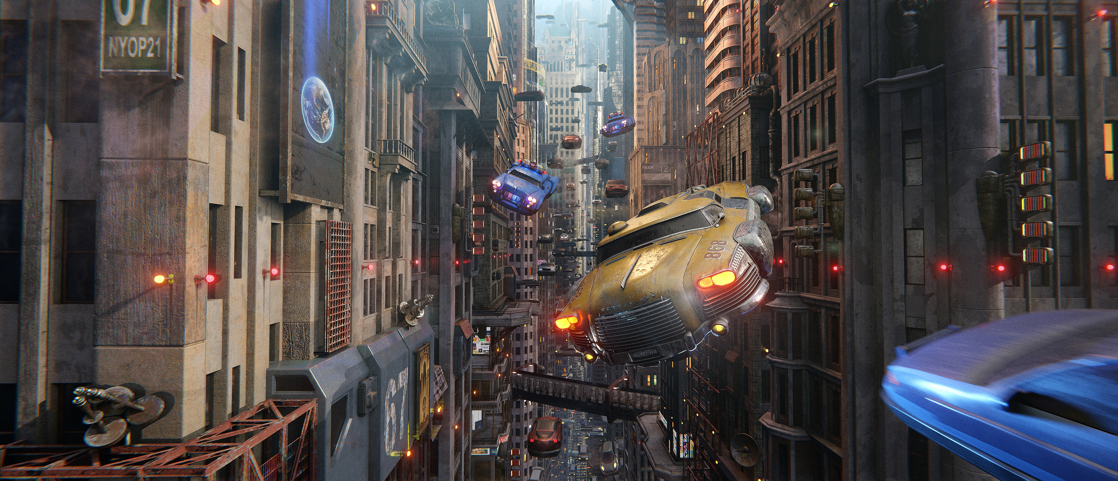 Digital Art Artwork The Fifth Element Taxi Movie Scenes Fan Art Concept Art City Science Fiction Bui 3840x1652