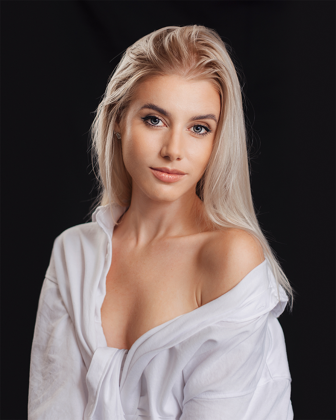 Jozef Kiss Women Blonde Long Hair White Clothing Portrait Simple Background 1080x1350