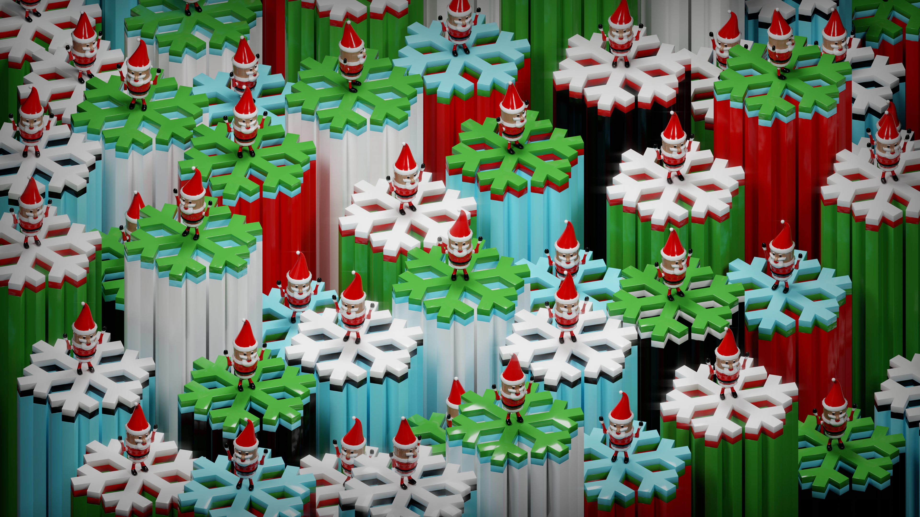 Christmas Santa Claus Snowflakes Blender Digital Art 3840x2160