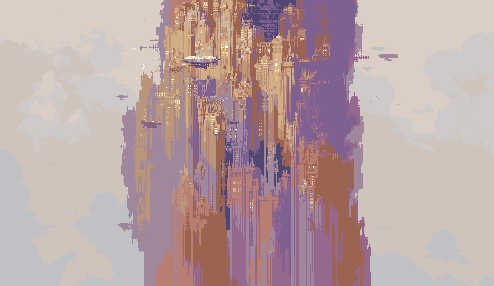 Pixel Art Steampunk Simple Background Minimalism Digital Art 1732x1004
