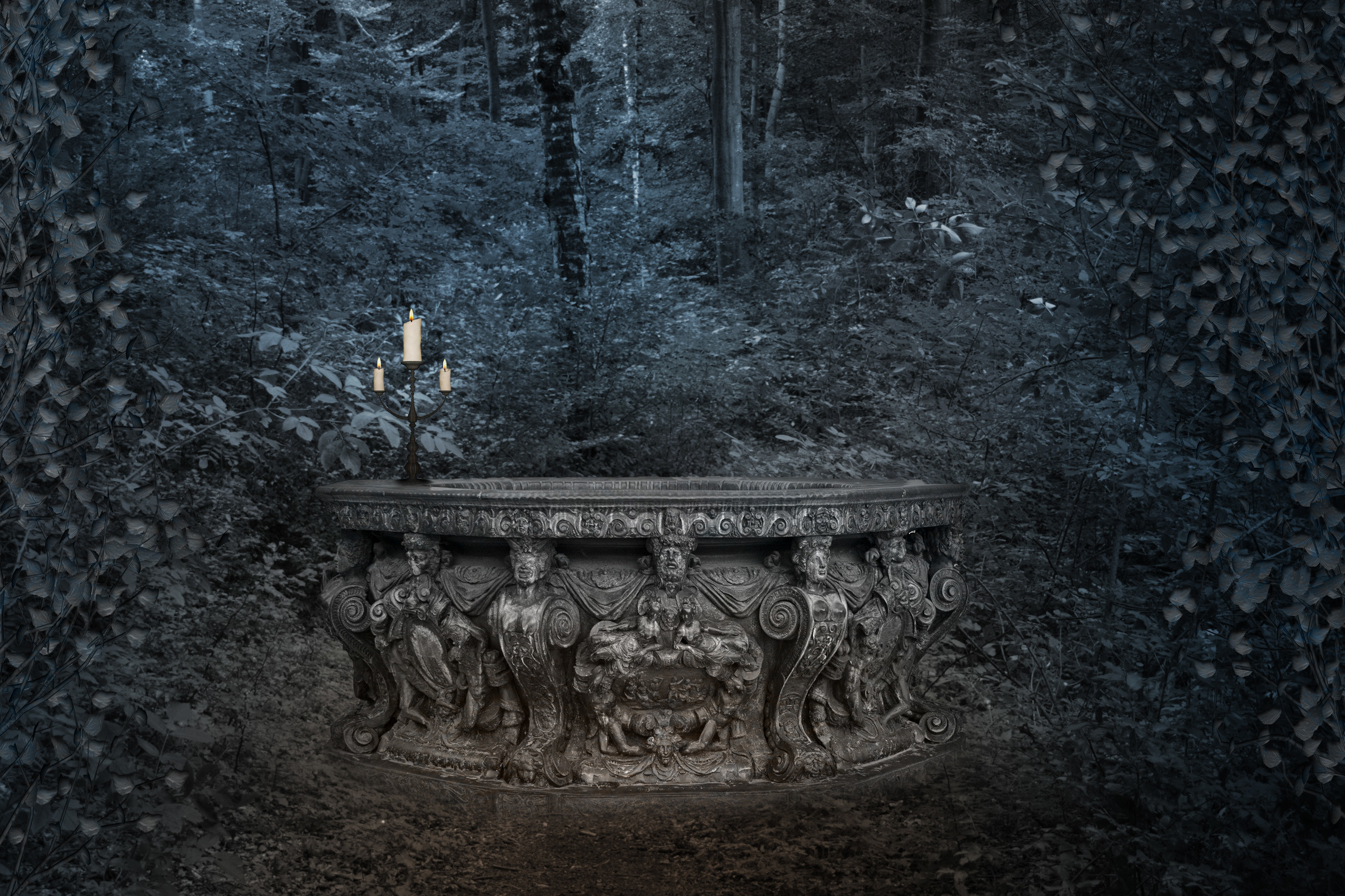 Dark Gothic Altar Architecture Candles 2520x1680