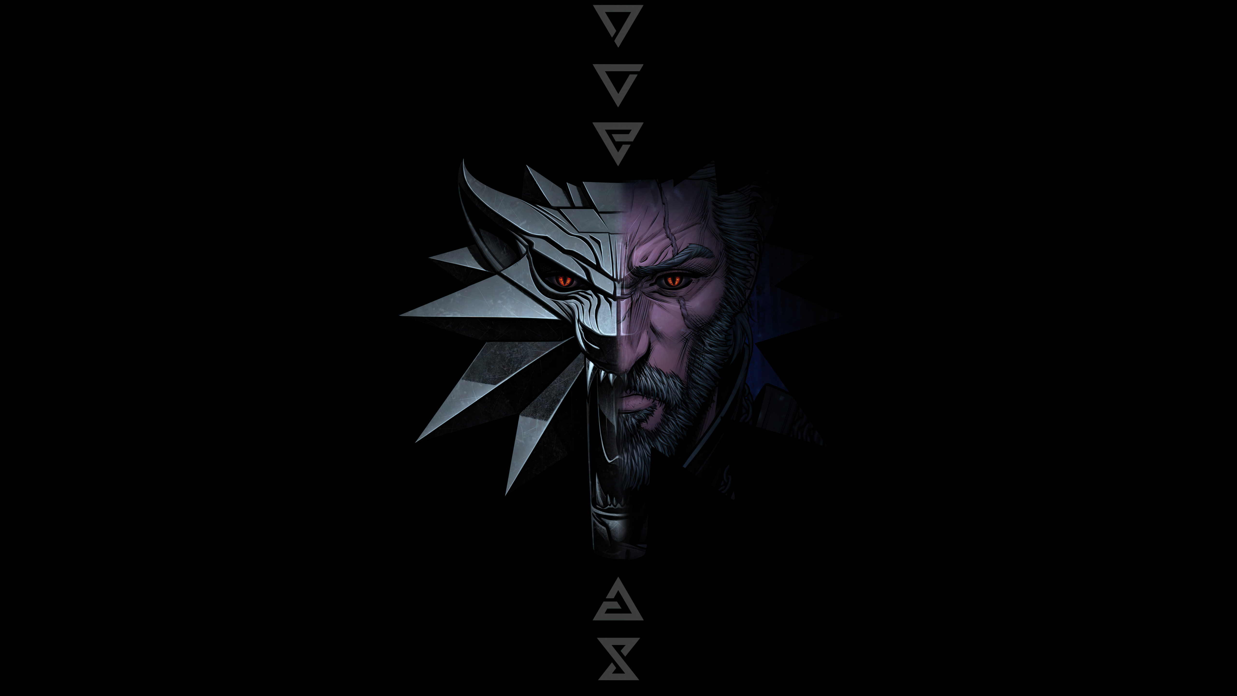 Video Games The Witcher 3 Wild Hunt Simple Background Minimalism Black Background 5120x2880