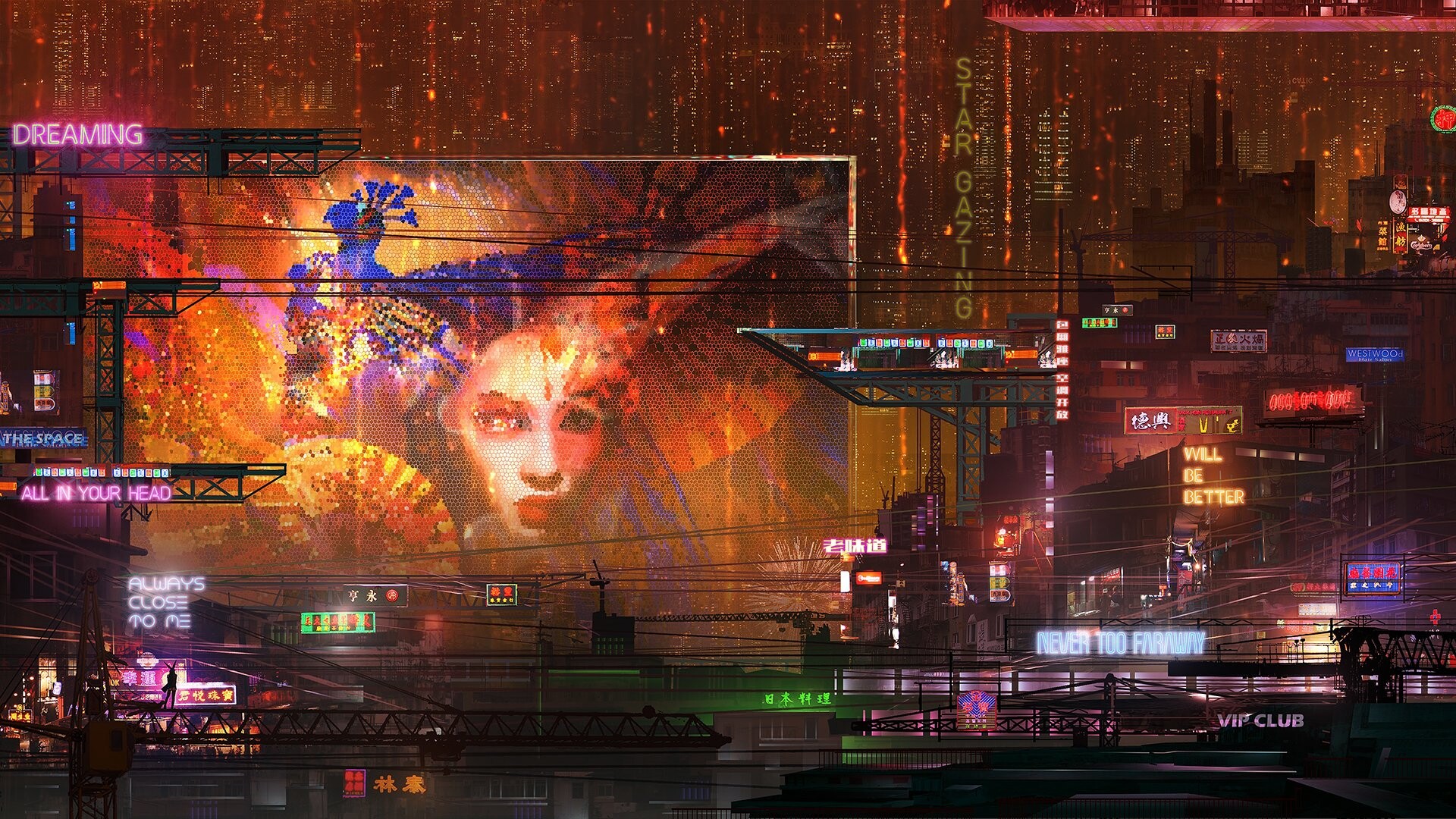 Donglu Yu Cyberpunk Futuristic Neon Futuristic City Street Artwork Digital Art Concept Art Skyscrape 1920x1080