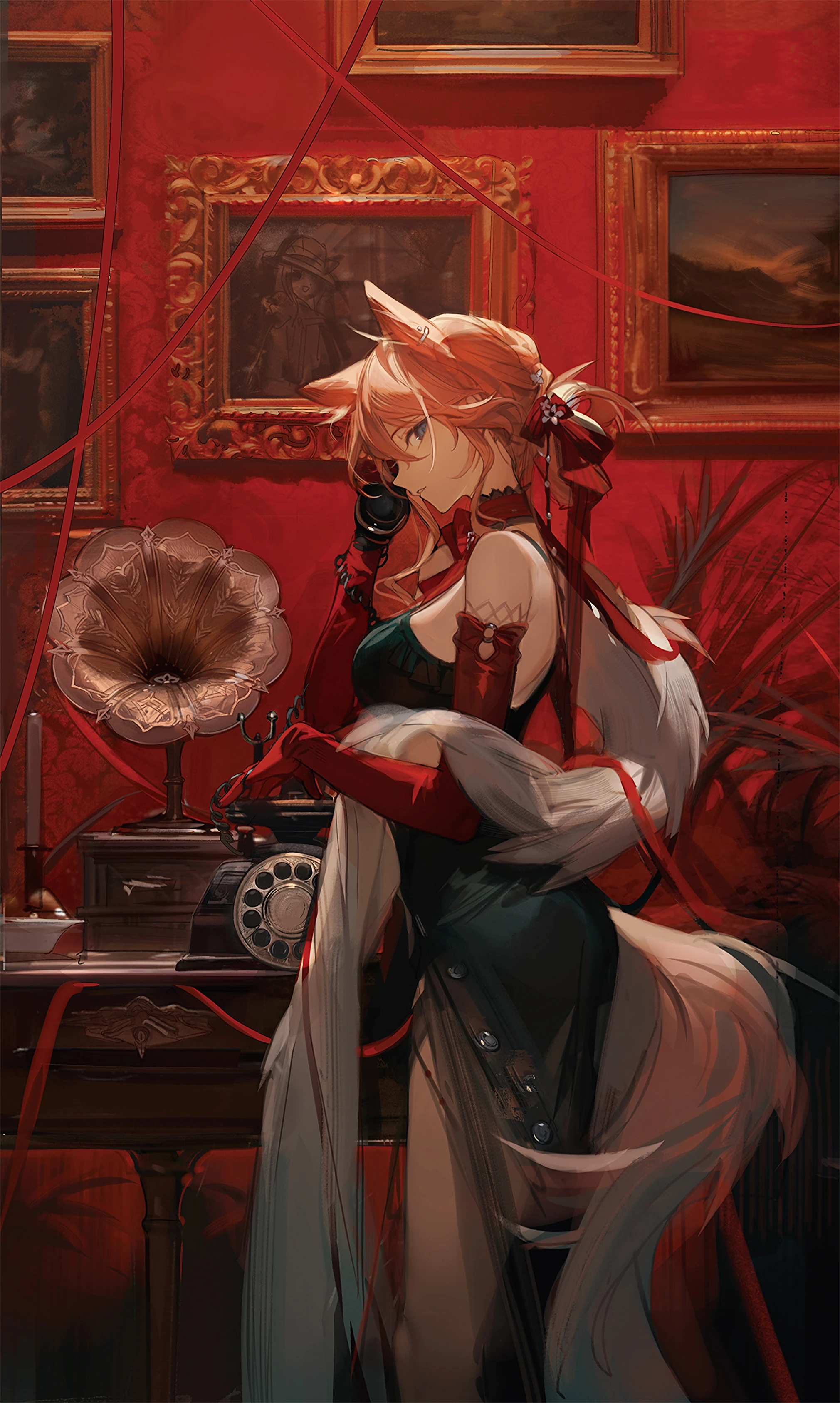 Anime Anime Girls Portrait Display Fox Girl Fox Ears Fox Tail Looking At Viewer Standing Picture Fra 2020x3370