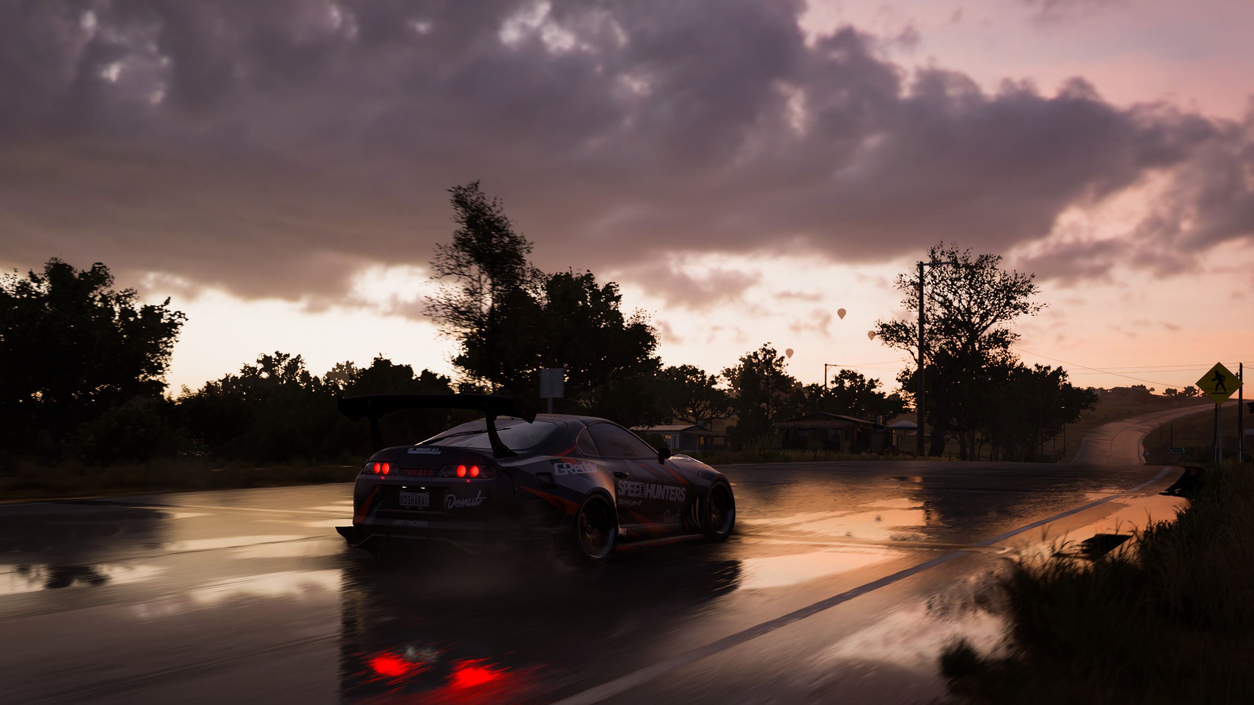 Forza Horizon 5 Toyota Supra Sunset Car Video Games Taillights Trees Clouds CGi Japanese Cars Playgr 2560x1440