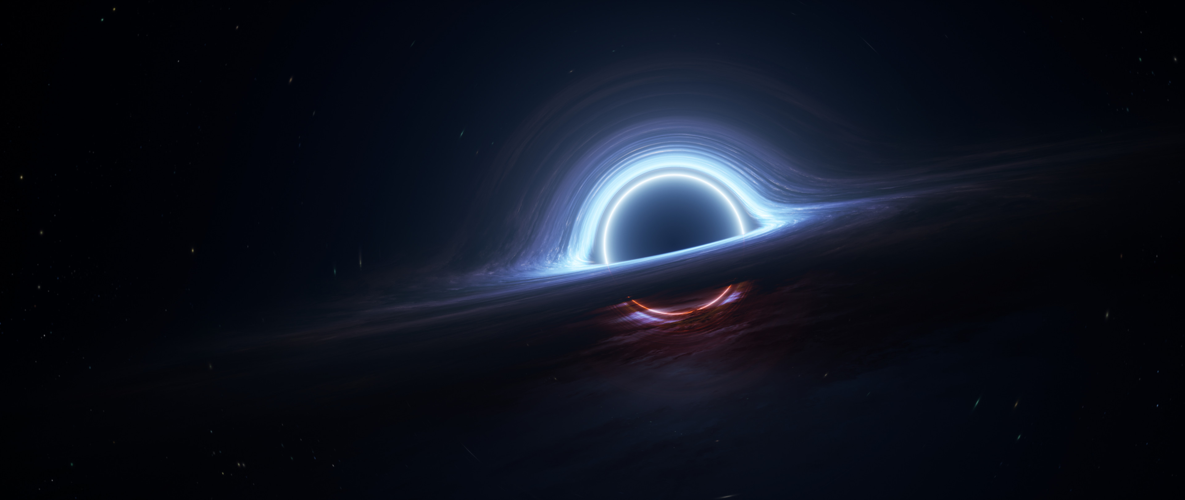 Science Fiction Black Holes Blue Space Stars Galaxy 3840x1620
