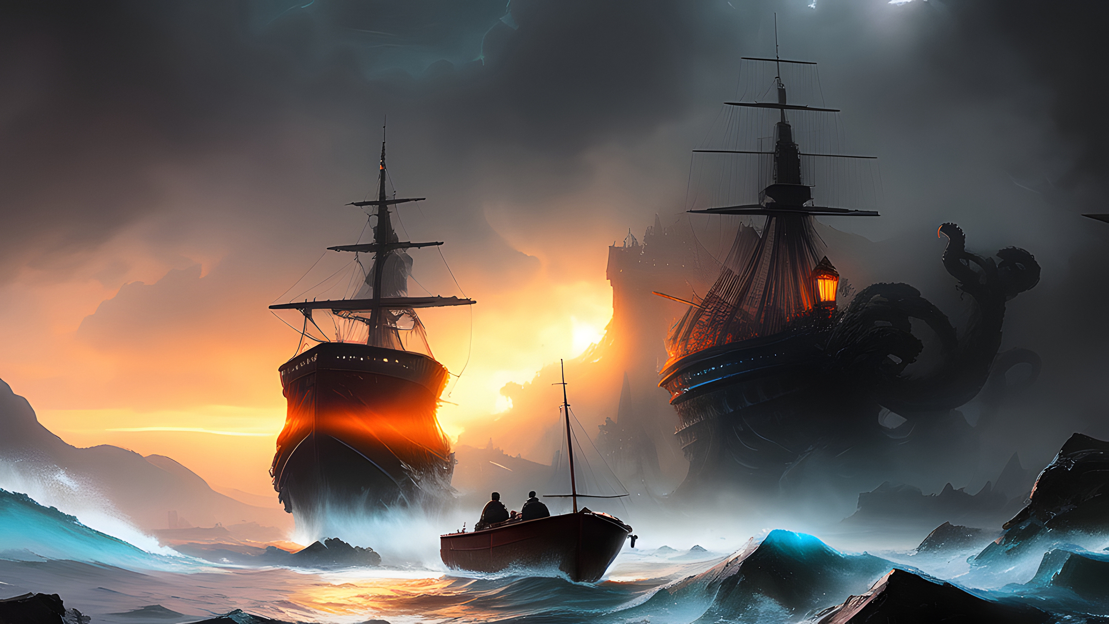 Stable Diffusion 4K Ai Art Ship Ocean Battle Creature Digital Art  Illustration Water Wallpaper - Resolution:3840x2160 - ID:1366073 -  