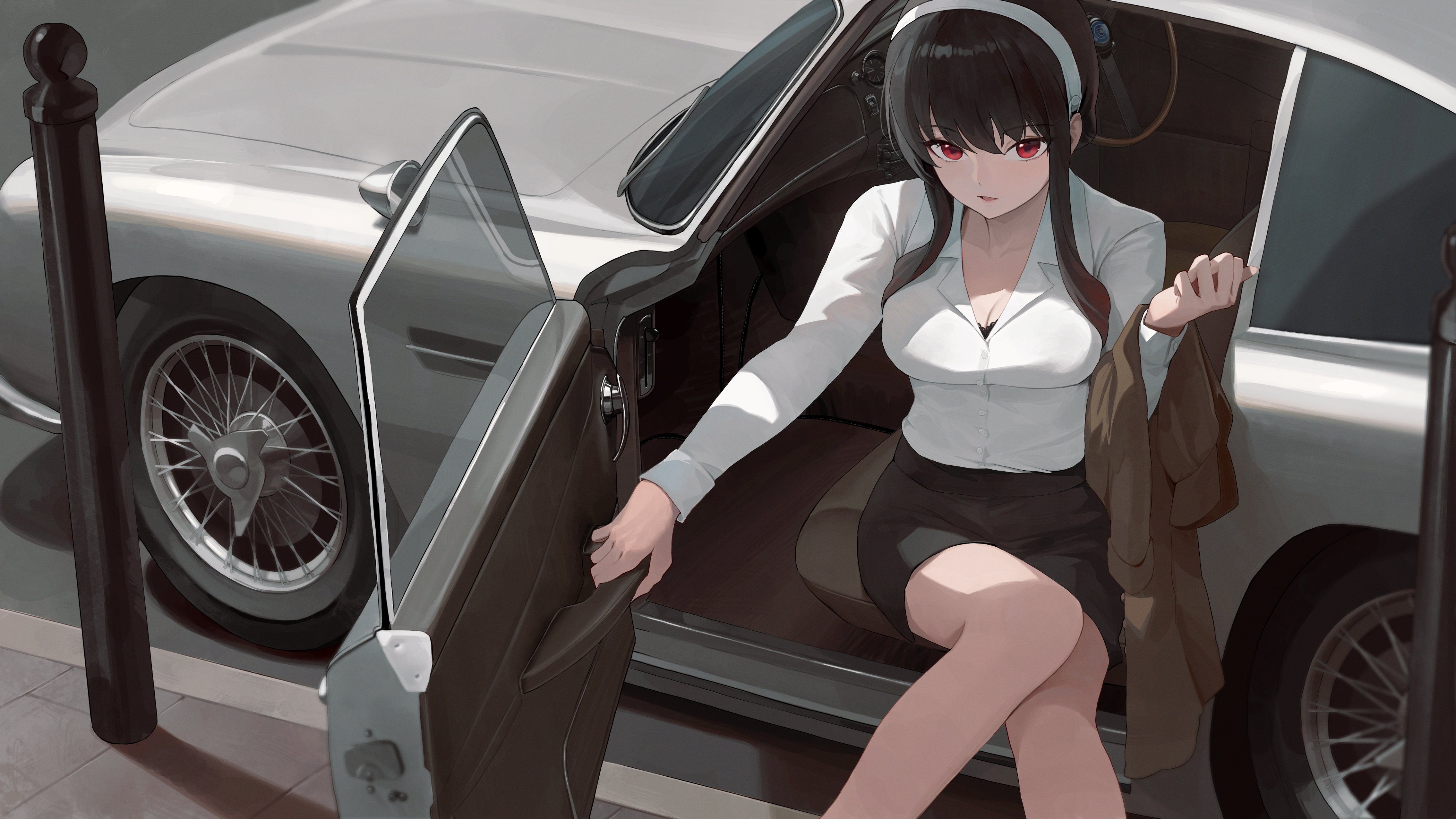 Anime Anime Girls Spy X Family Yor Forger Car Aston Martin Aston Martin DB5 4096x2304