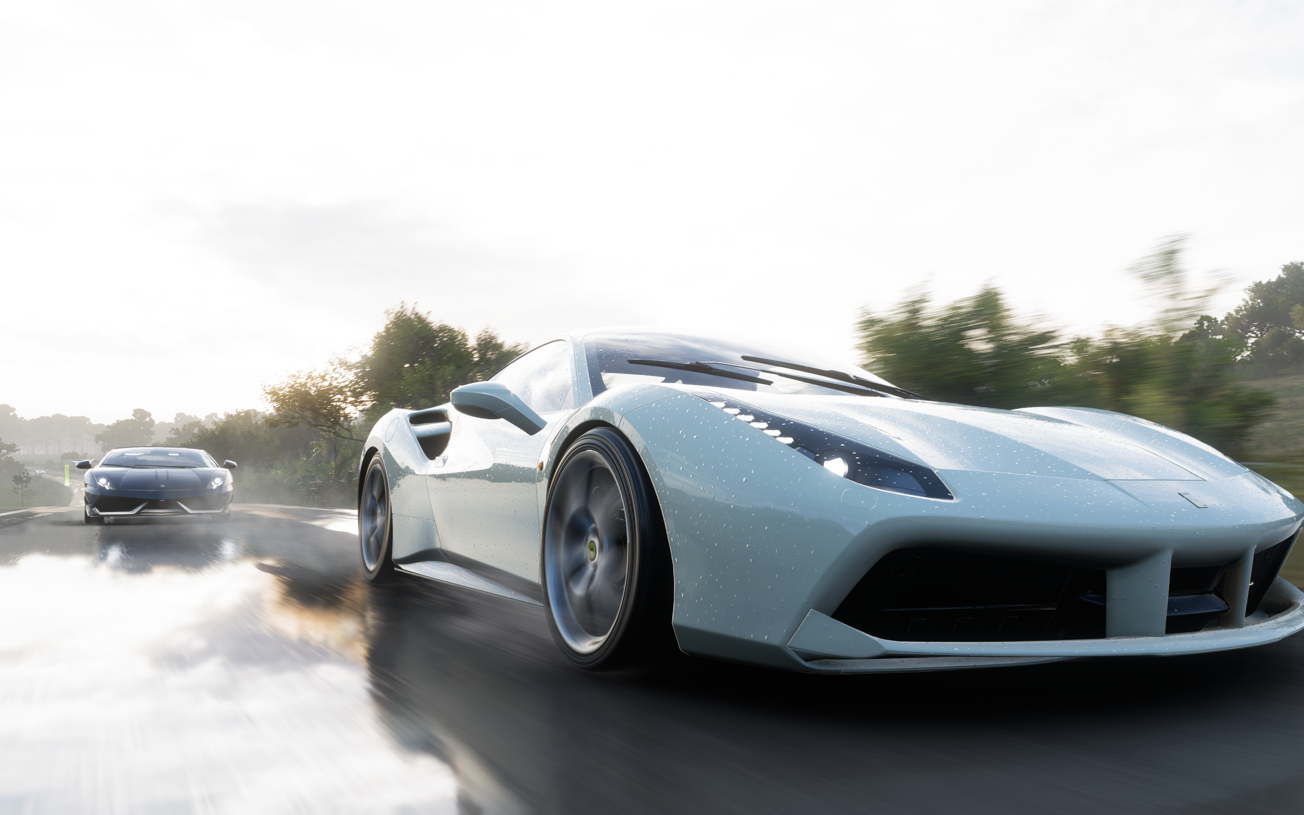 Forza Horizon 5 Car Screen Shot Ferrari Video Games Front Angle View CGi Reflection 2560x1600