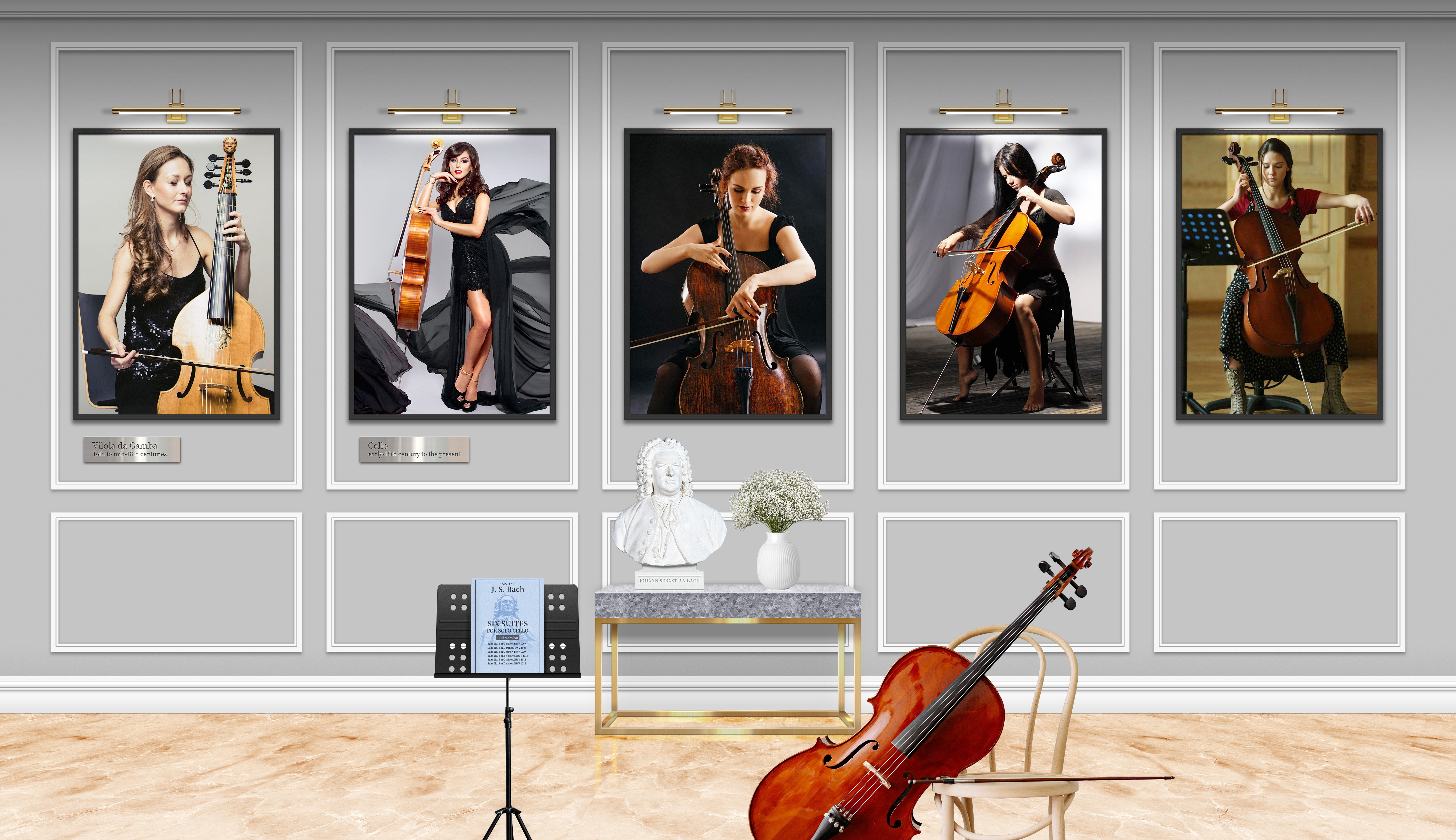 Cello Viola Da Gamba Musical Instrument Women Chair Dress 5200x3000