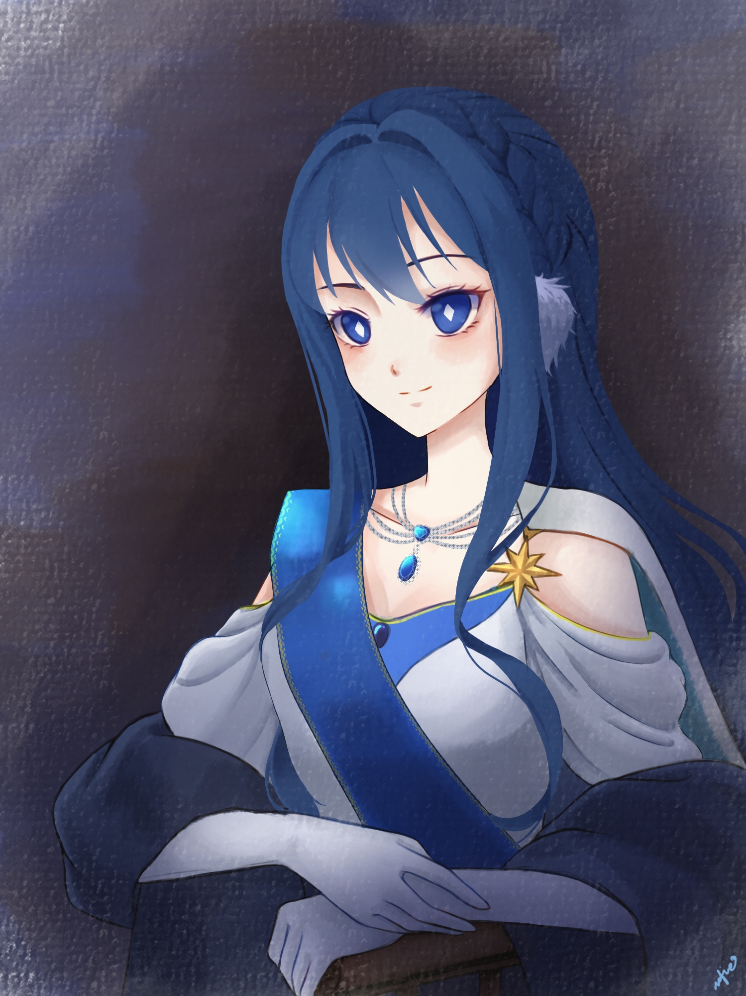 Anime Anime Girls Arknights Astesia Arknights Long Hair Blue Hair Solo Artwork Digital Art Fan Art 1499x2000