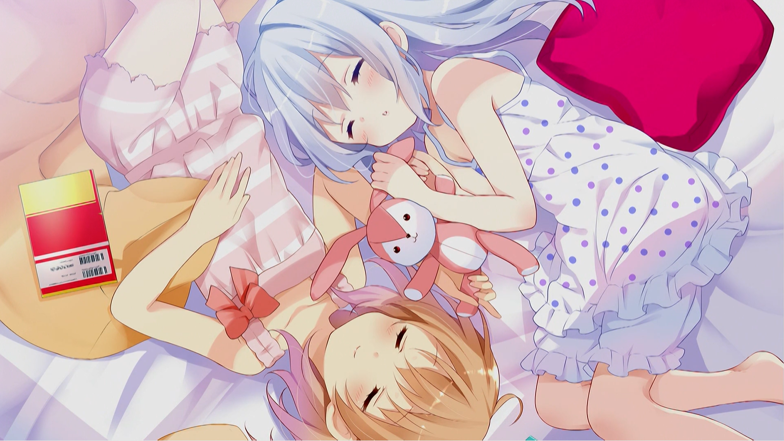 Anime Anime Girls Gochuumon Wa Usagi Desu Ka Closed Eyes Blushing Lying On Back Lying On Side Lying  1600x900