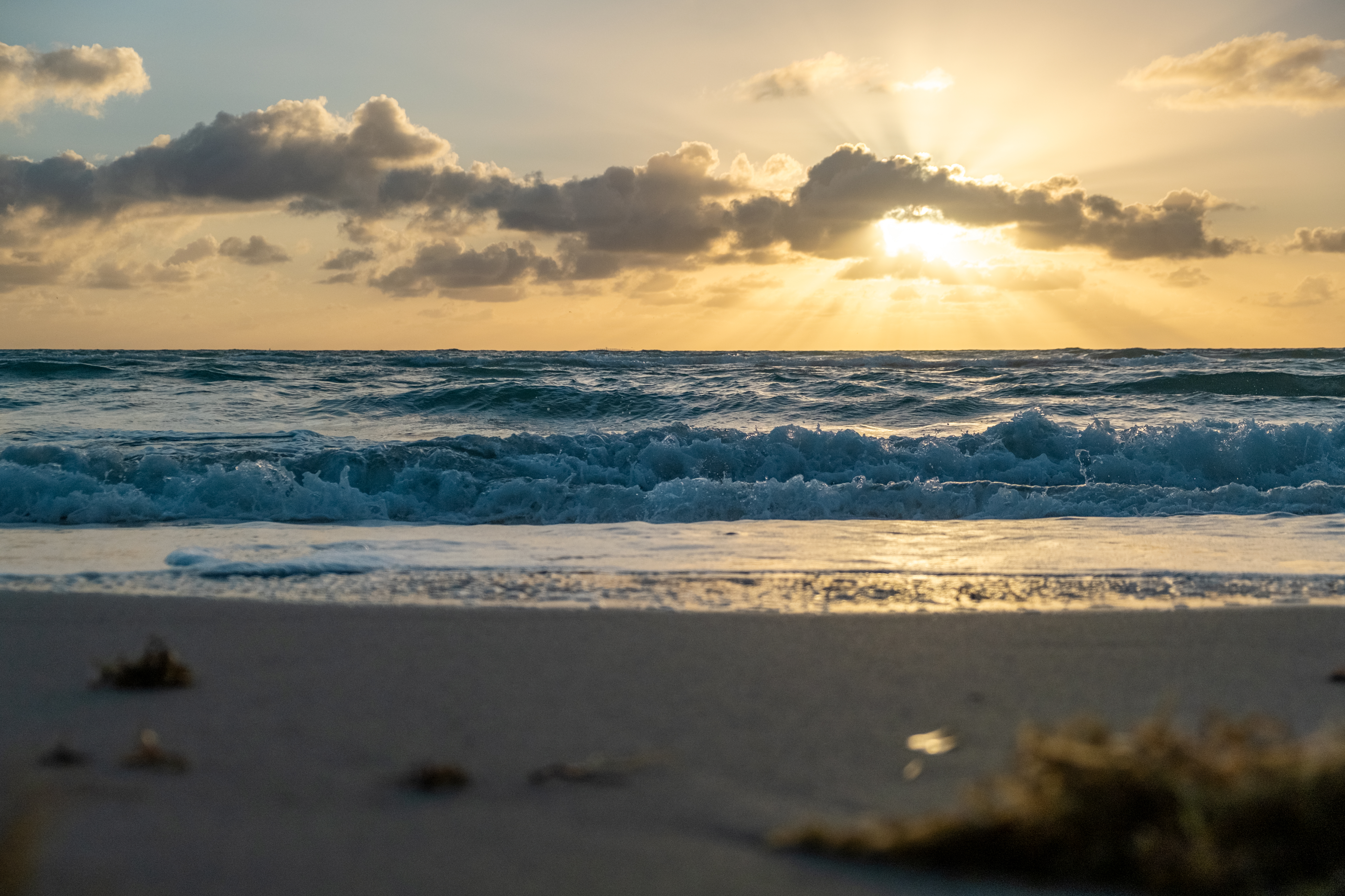 Florida Beach Sea Atlantic Ocean Sky Sunrise Horizon Clouds Water Sand Wet 6145x4097
