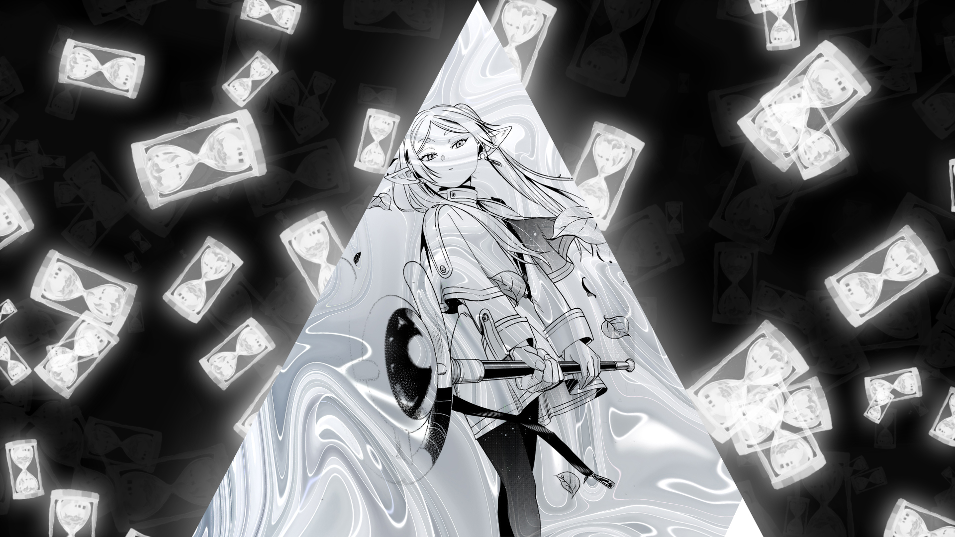 Frieren Sousou No Frieren Sousou No Frieren Anime Anime Girls White Triangle Abstract Hourglasses Ma 1920x1080
