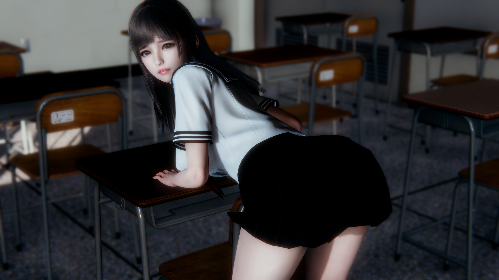3D School Uniform Schoolgirl 1920x1080