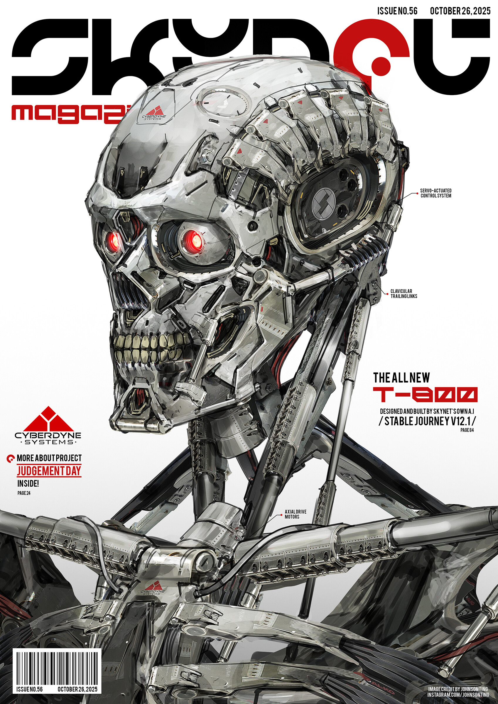 Johnson Ting Drawing Terminator Androids Robot Portrait Skynet Magazine Cover Vertical 1697x2400