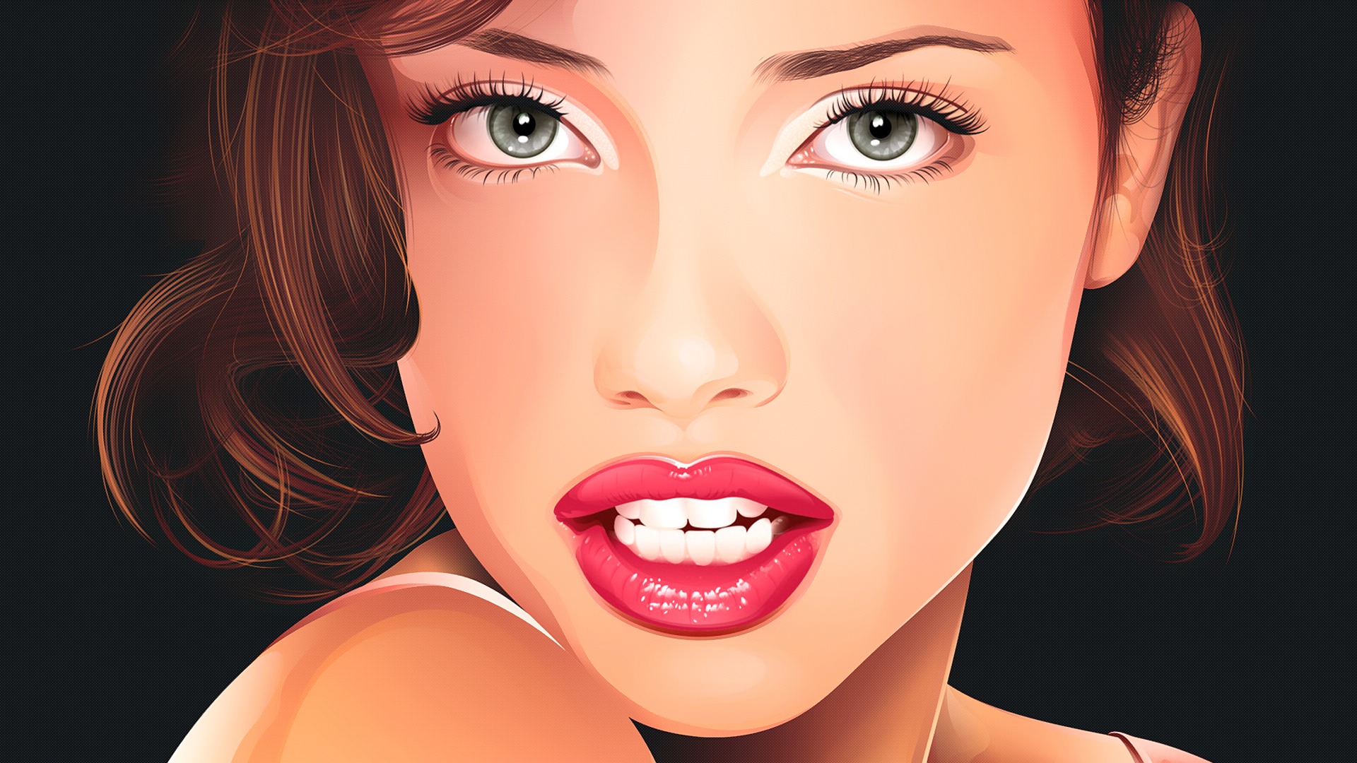 Adriana Lima Face Looking At Viewer Portrait Digital Art Lips 1920x1080
