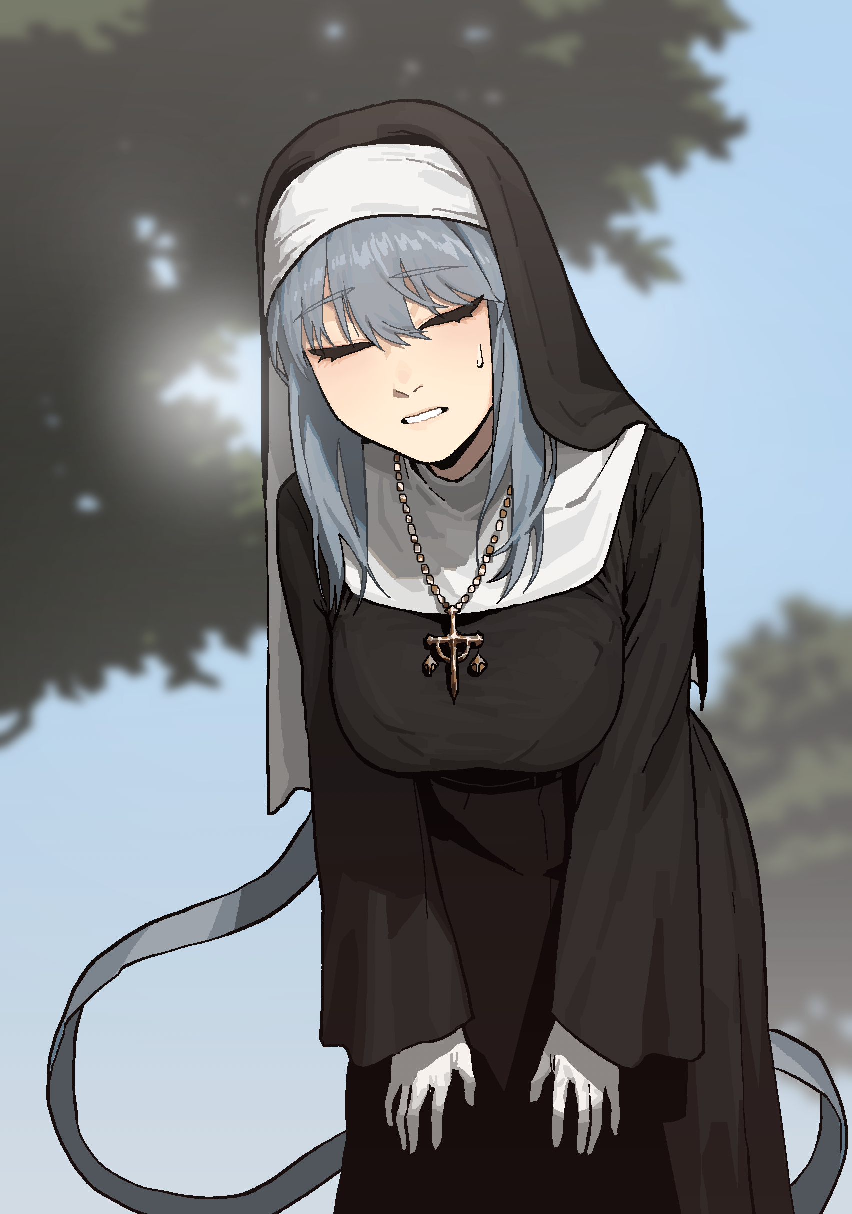 Anime Anime Girls Nun Outfit Nuns Original Characters Artwork Digital Art Fan Art 1703x2428