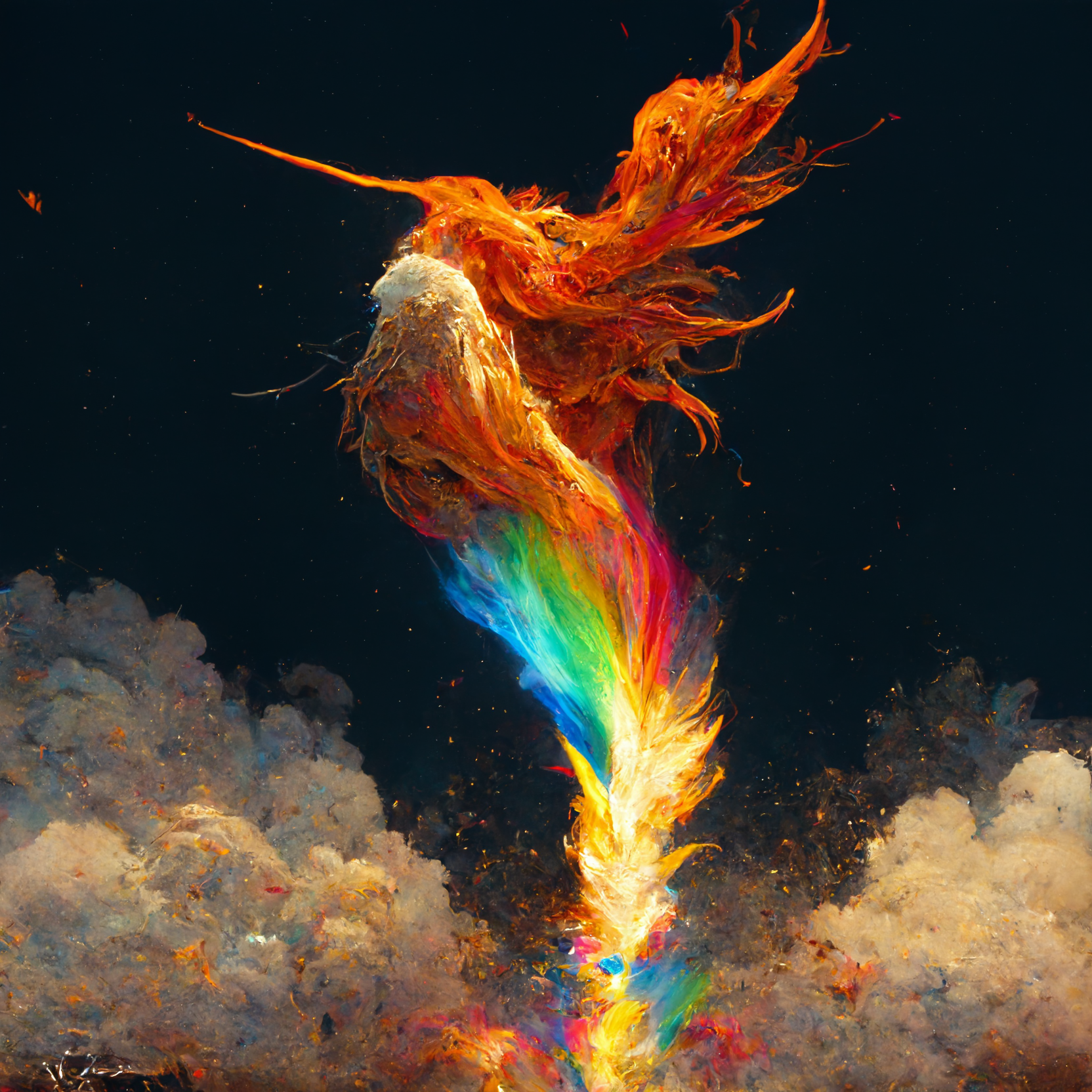 Midjourney Phoenix Abstract Unicorn Colorful 1664x1664