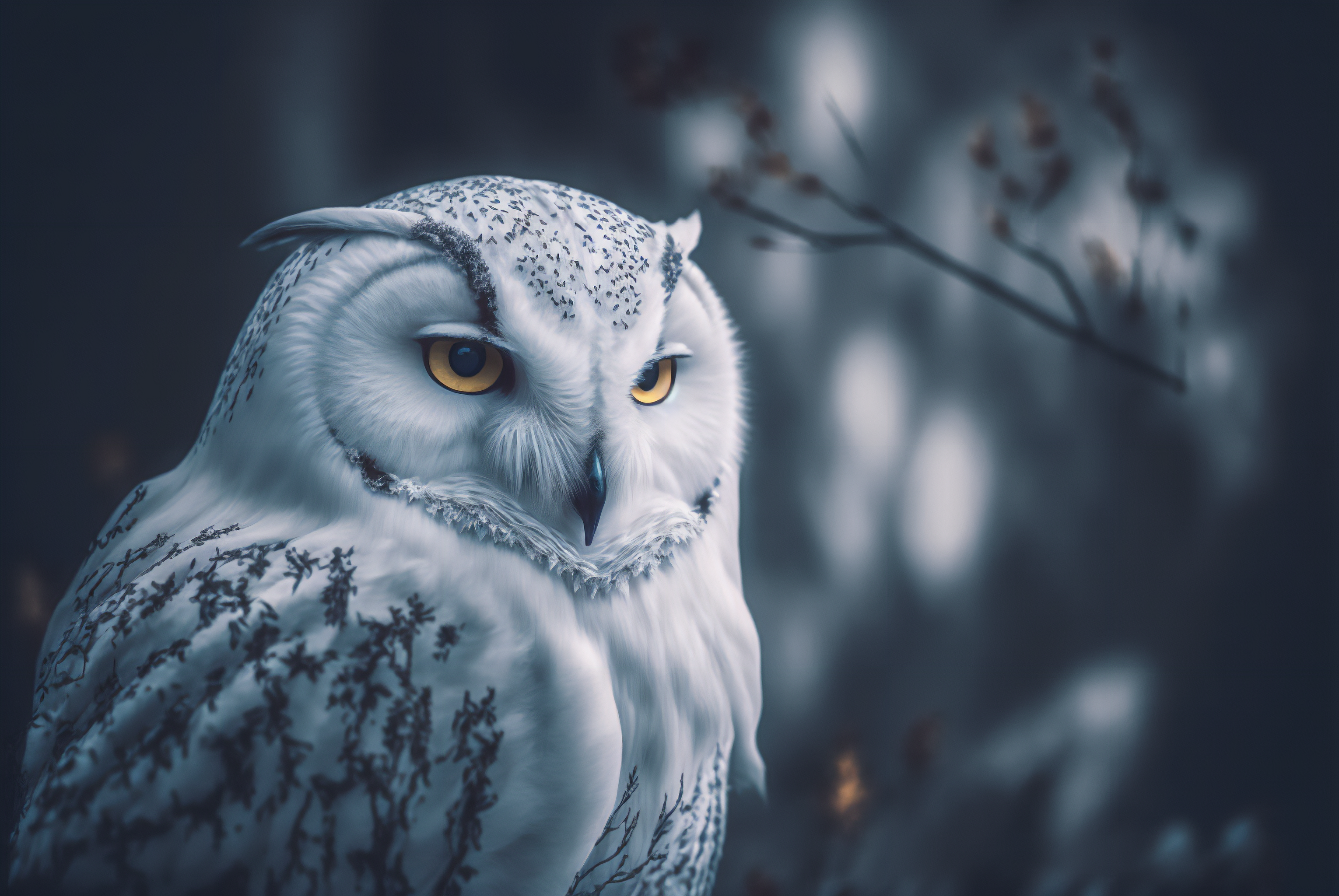 Ai Art Owl Winter Snow Animals 3060x2048